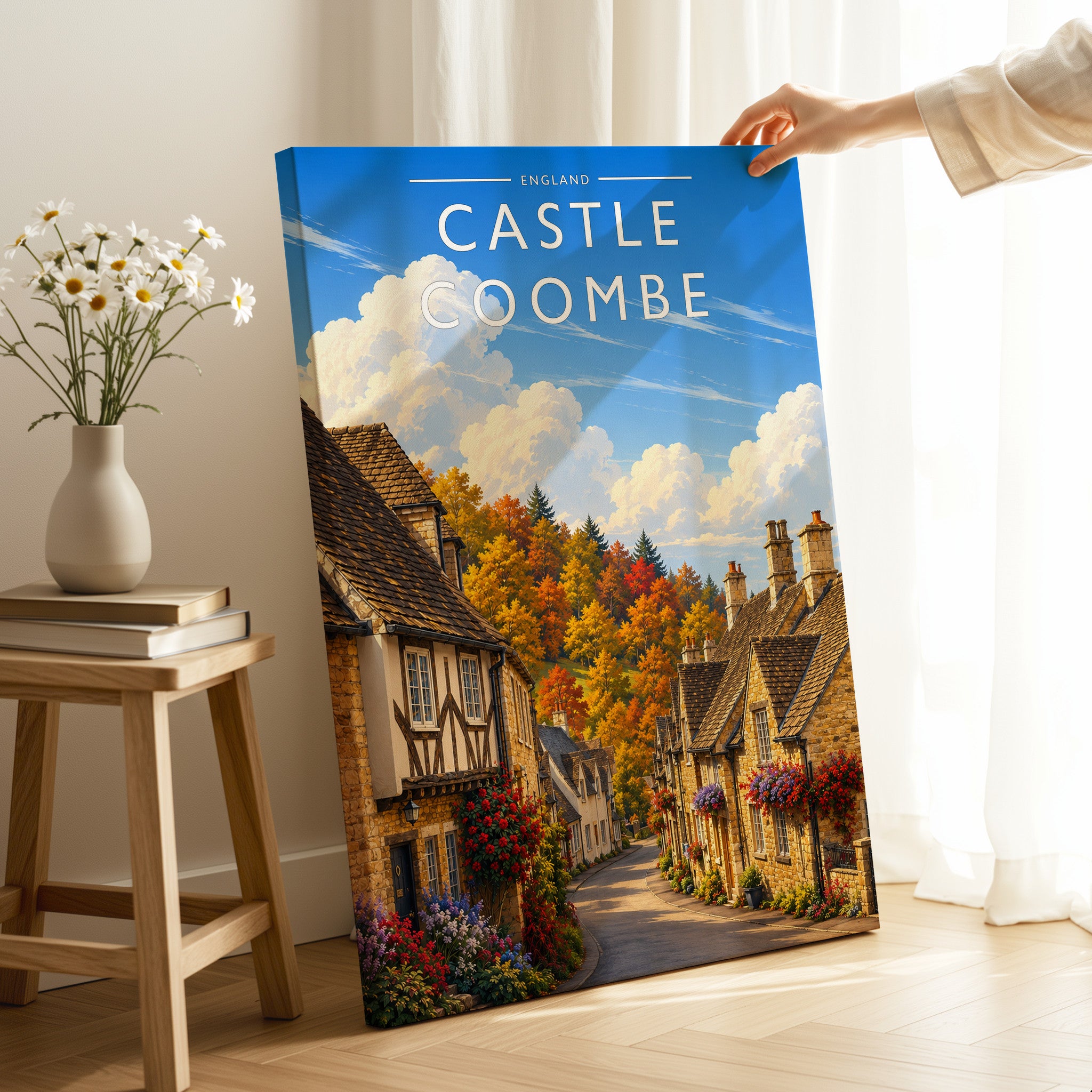 Castle Combe Travel Poster as a gallery-wrapped canvas