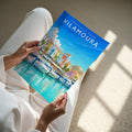Vilamoura Travel Poster - A4 print held in hand