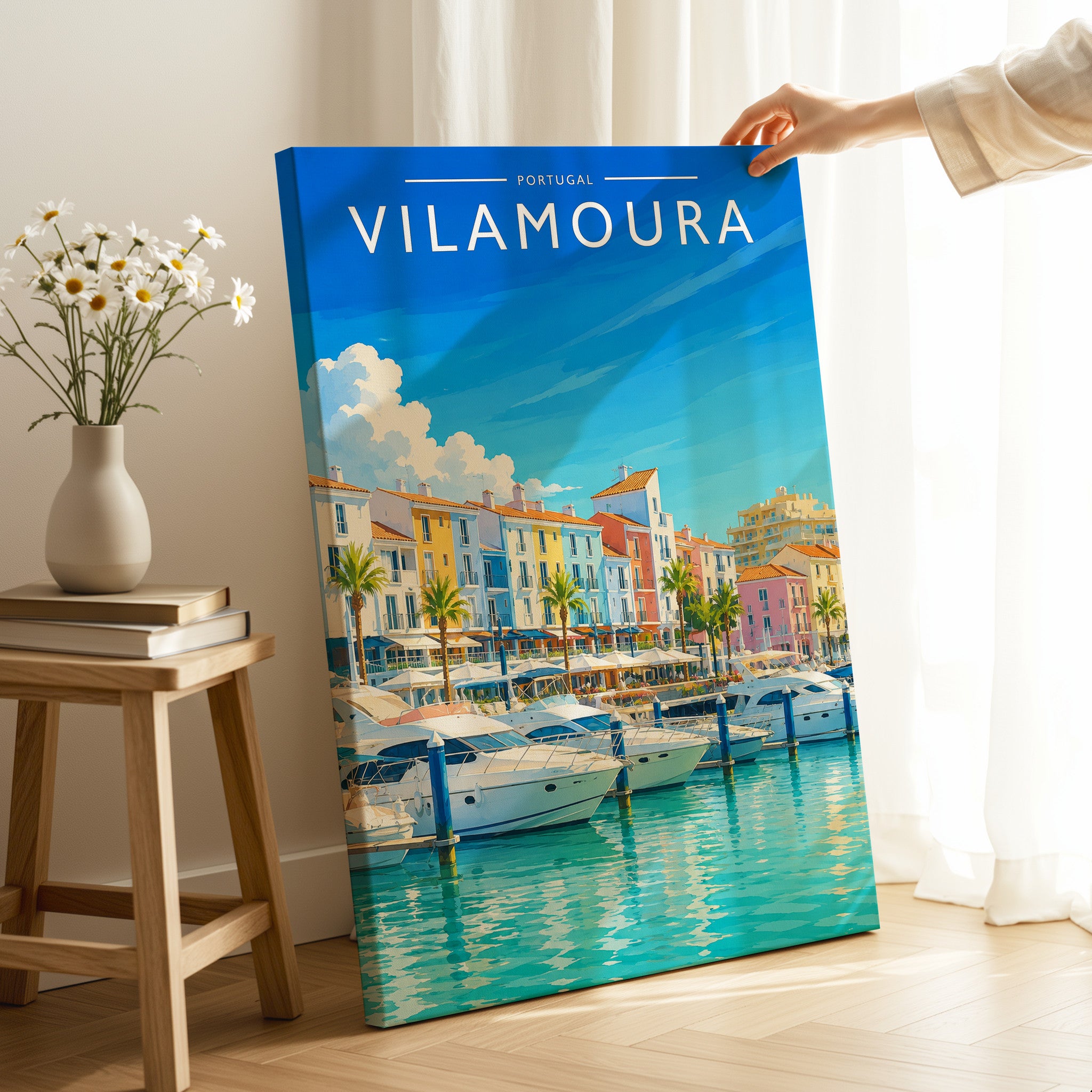 Vilamoura Travel Poster as a gallery-wrapped canvas