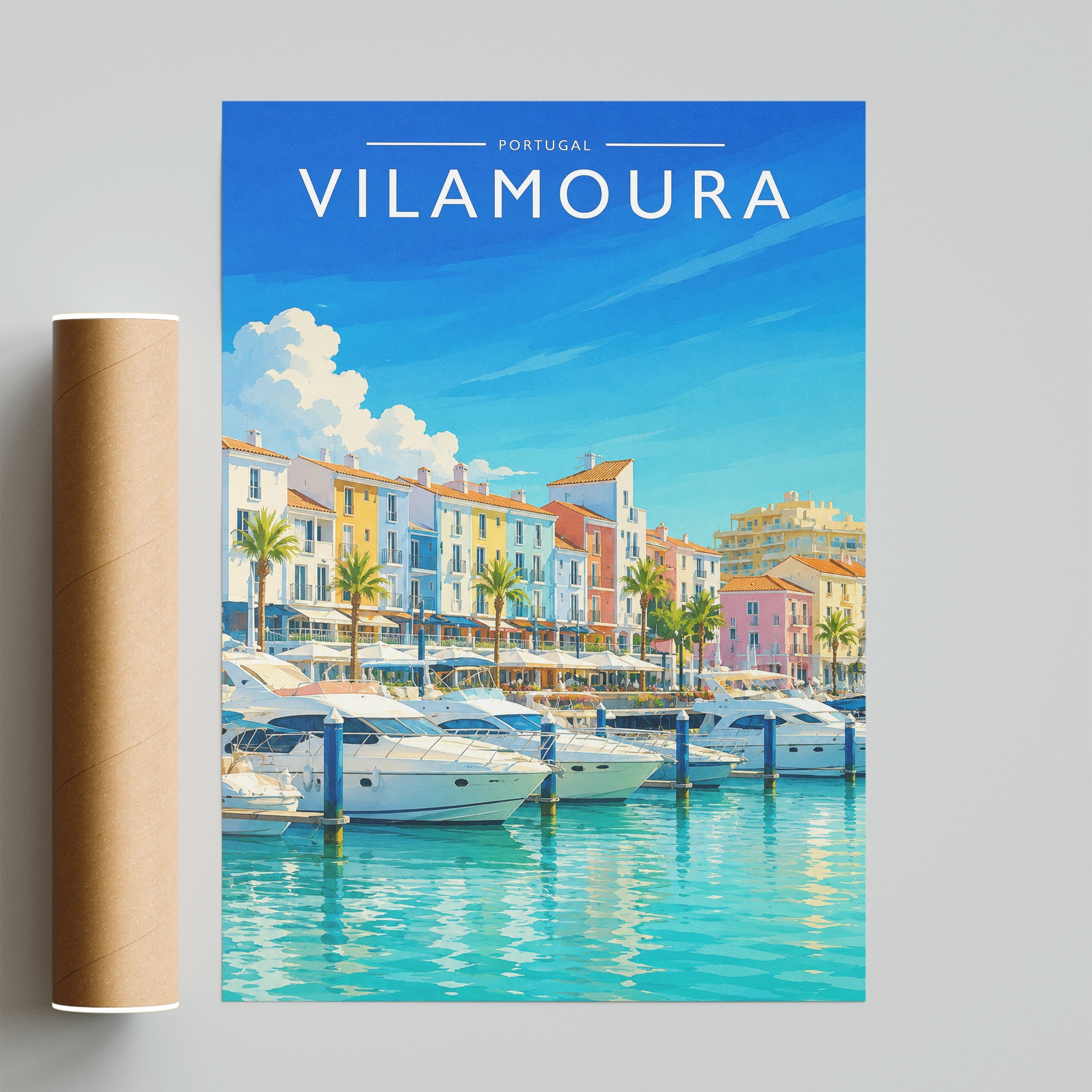 Vilamoura Travel Poster - fine art print with shipping tube