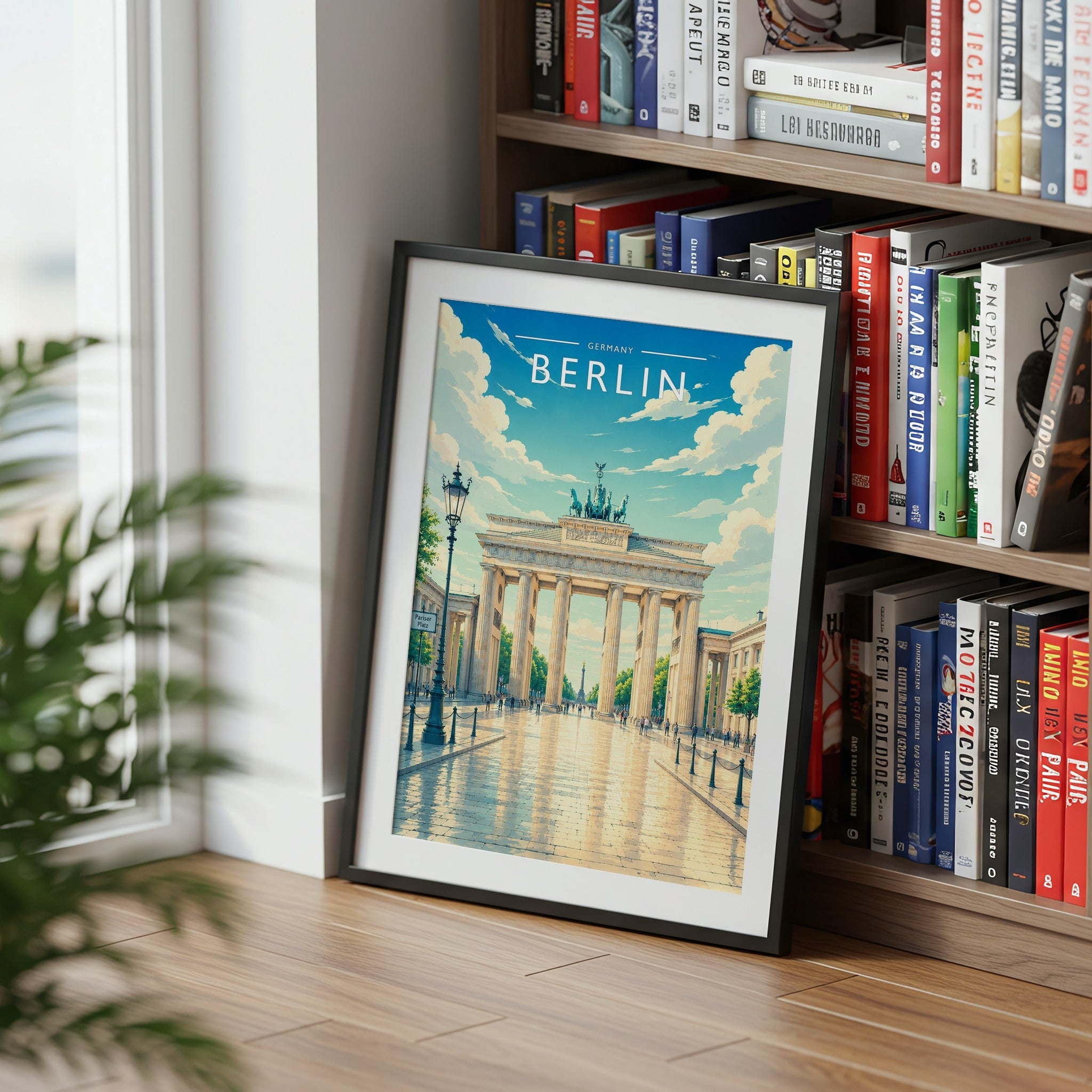 Berlin #2 Travel Poster mounted in a black frame