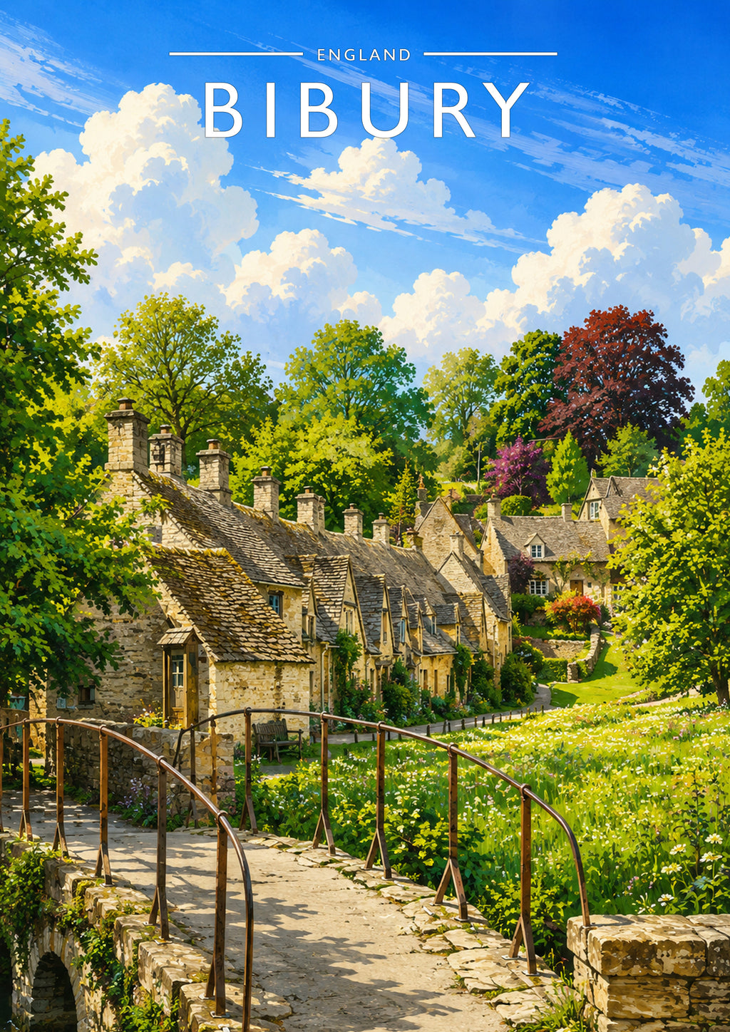 Bibury Travel Poster - A4 travel poster print