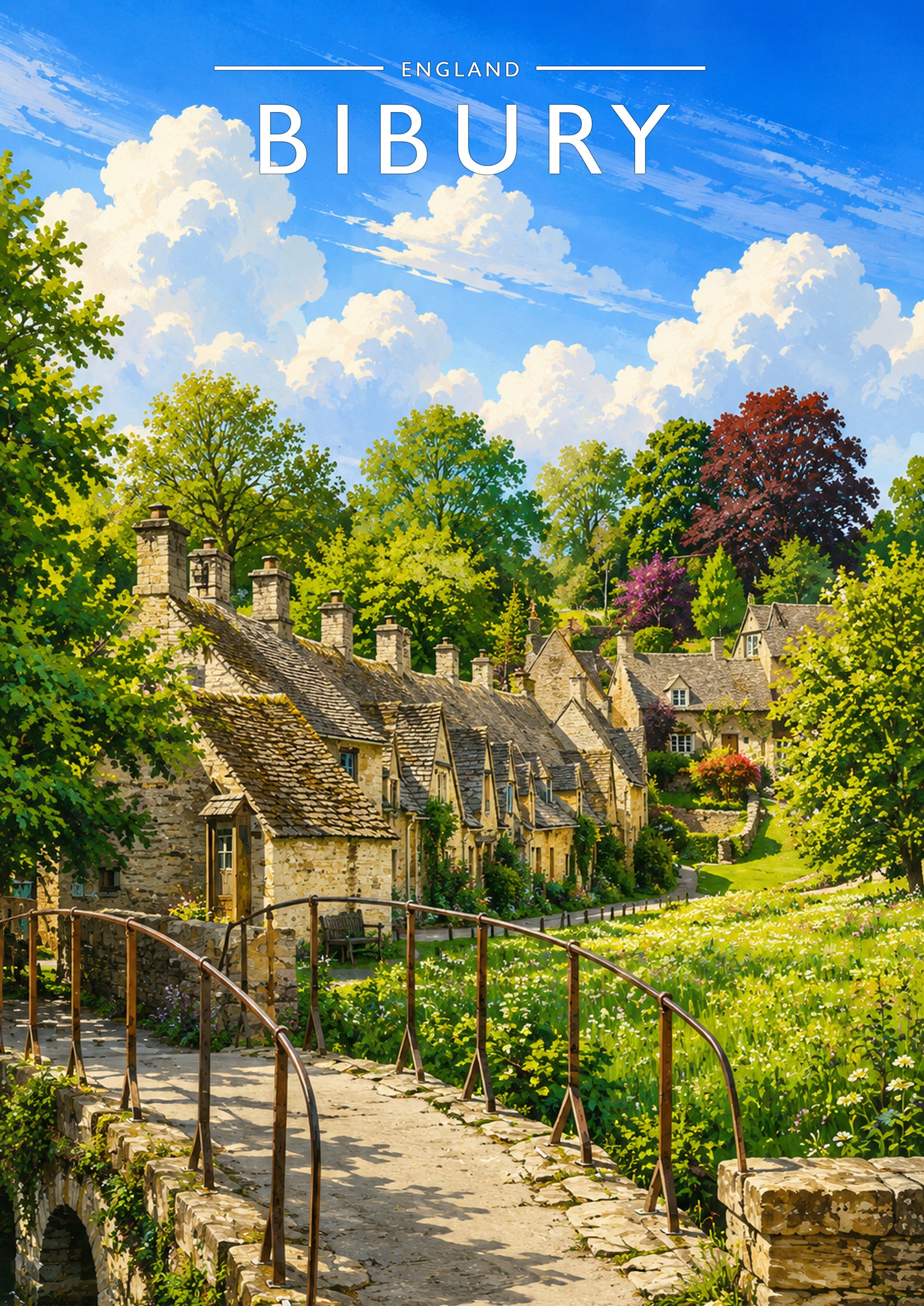 Bibury Travel Poster - A4 travel poster print
