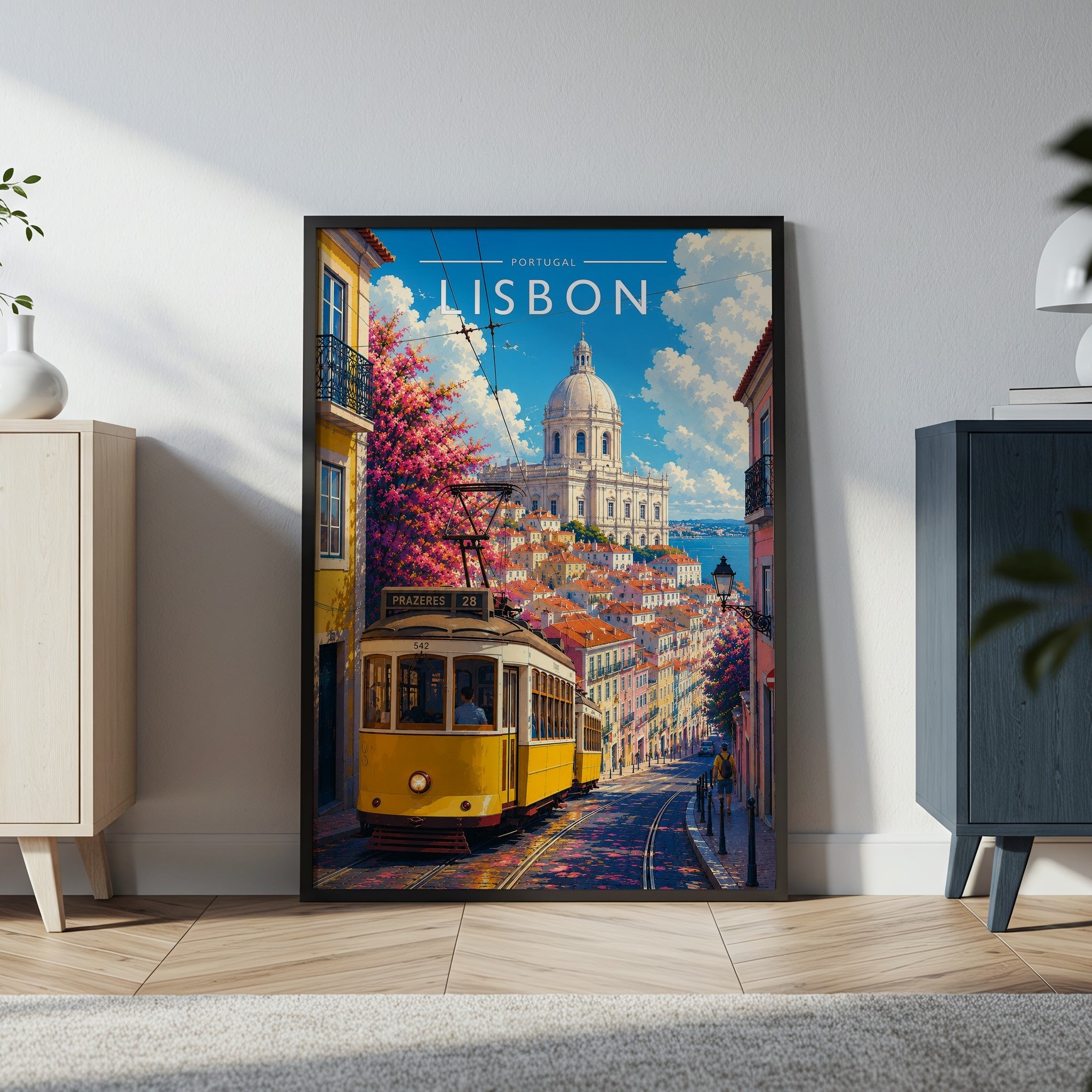 Lisbon #3 Travel Poster in a black frame