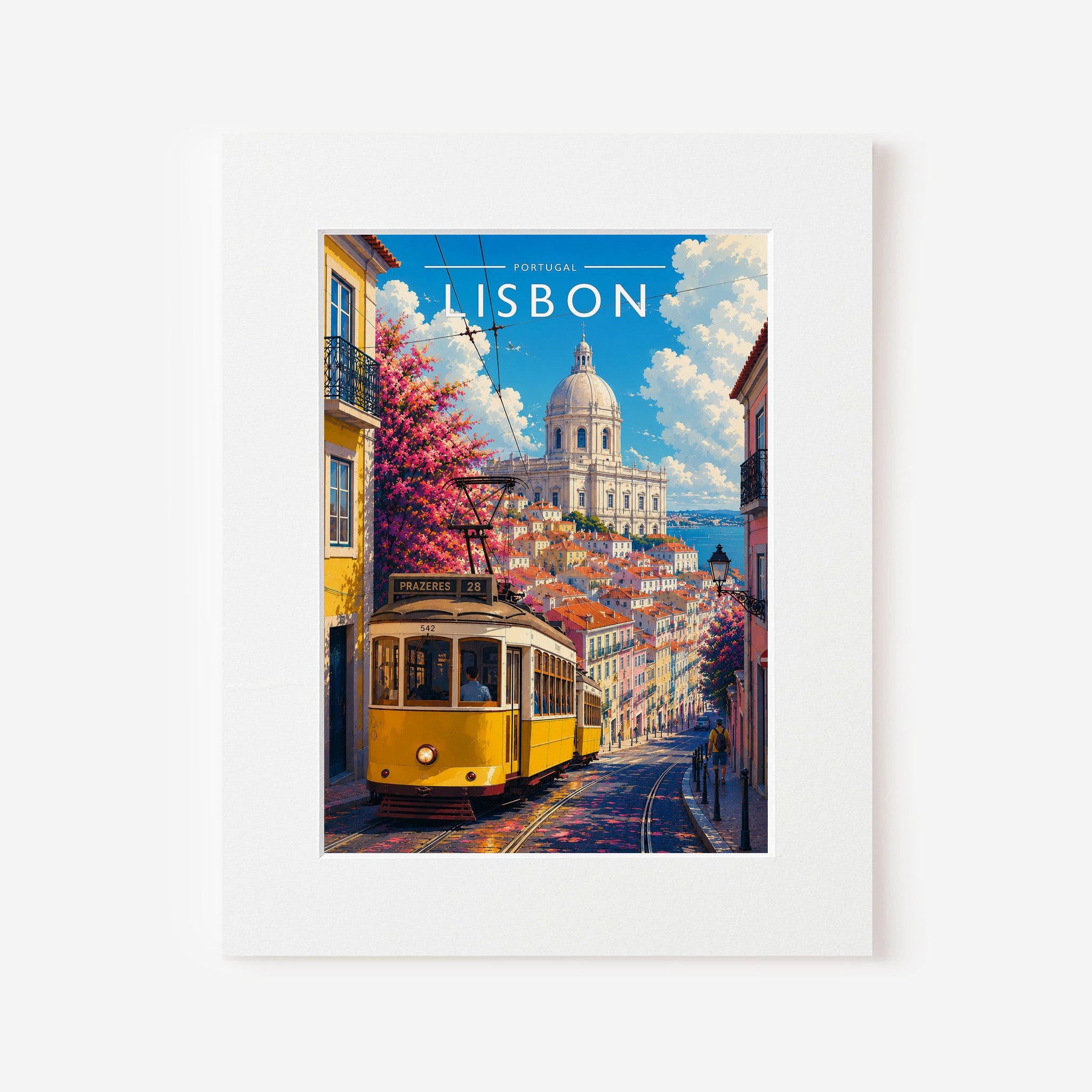 Lisbon #3 Travel Poster in a white mount
