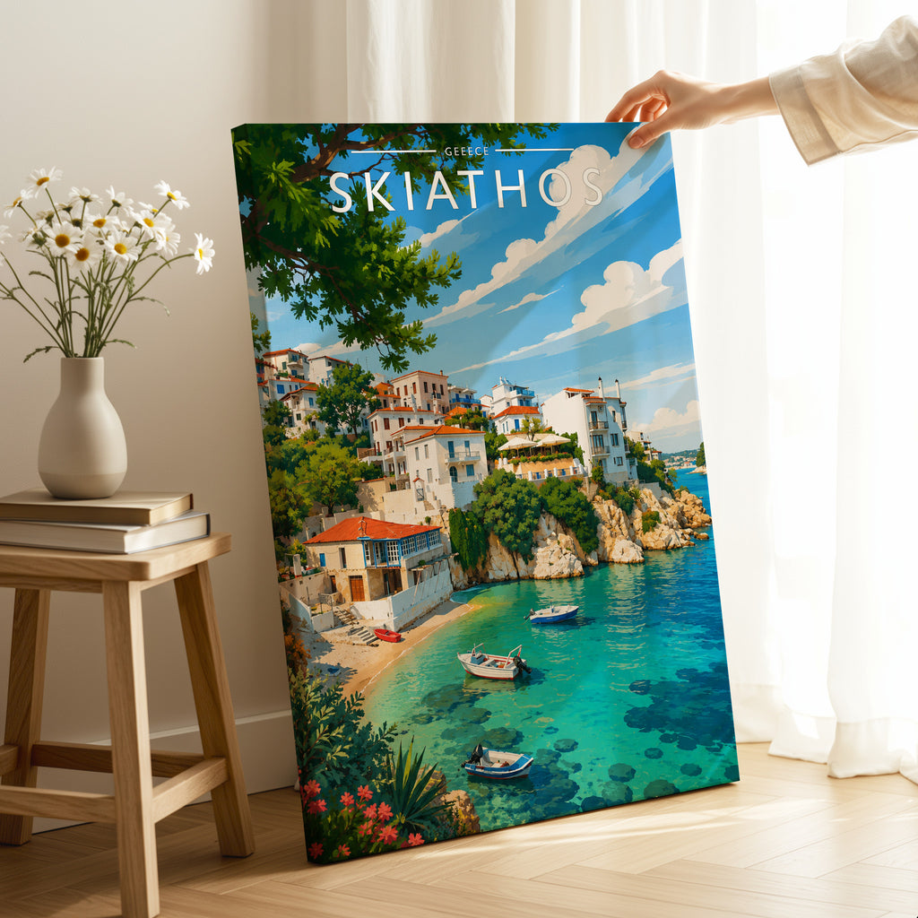 Skiathos #5 Travel Poster as a gallery-wrapped canvas
