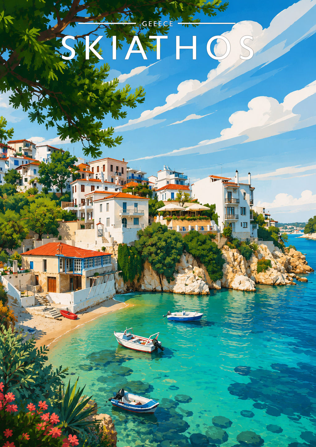 Skiathos #5 Travel Poster - A4 travel poster print