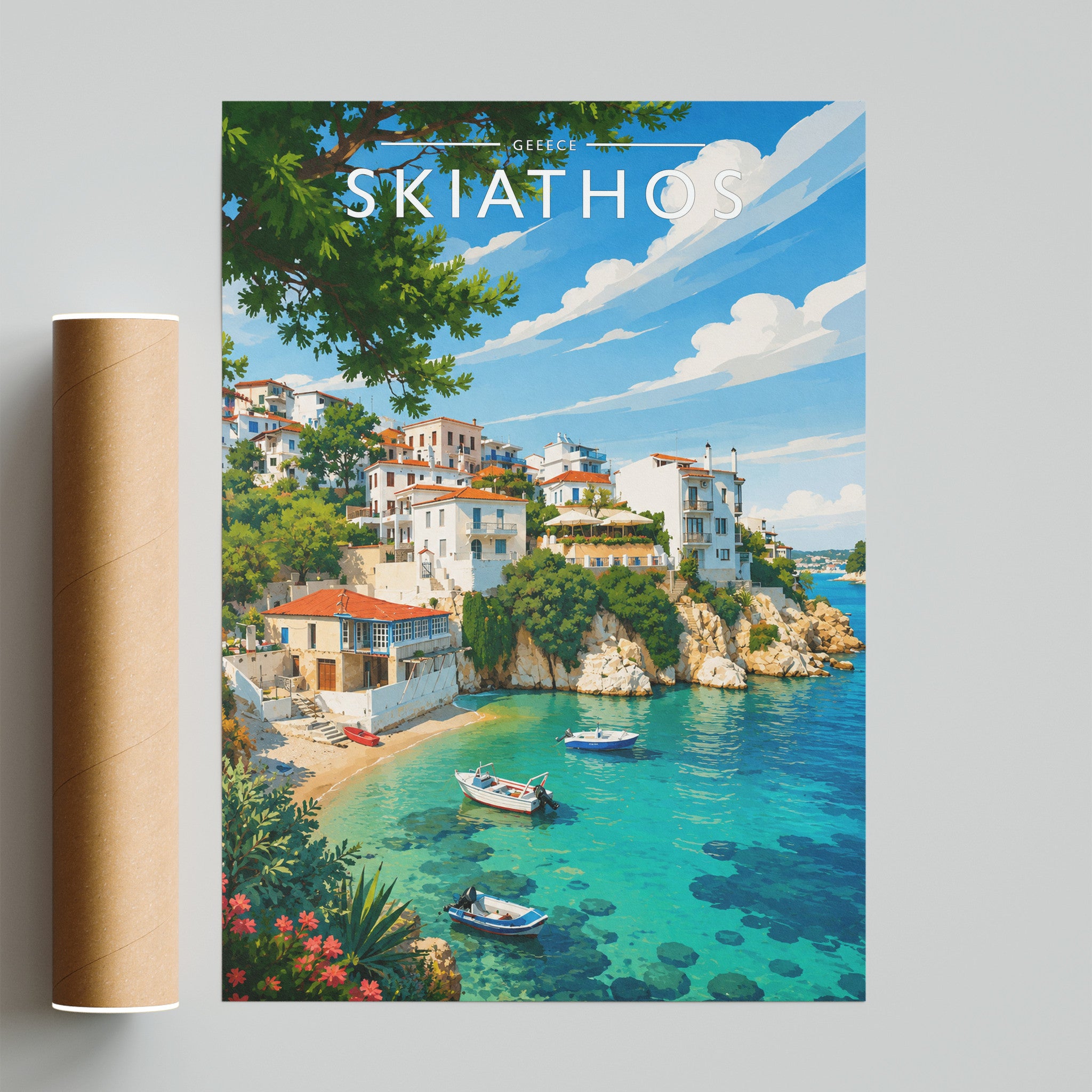 Skiathos #5 Travel Poster - fine art print with shipping tube
