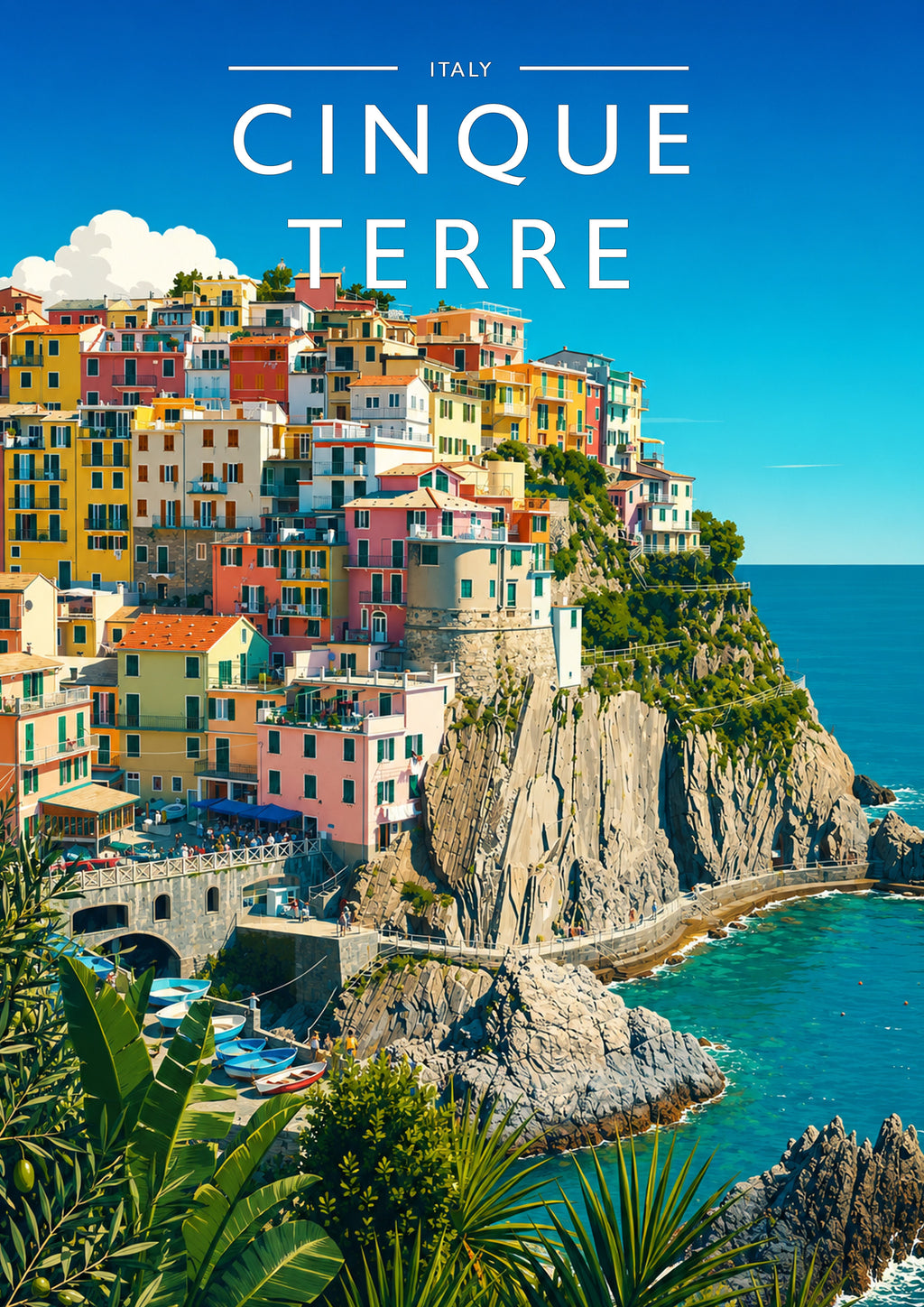 Cinque Terre Travel Poster - A4 travel poster print