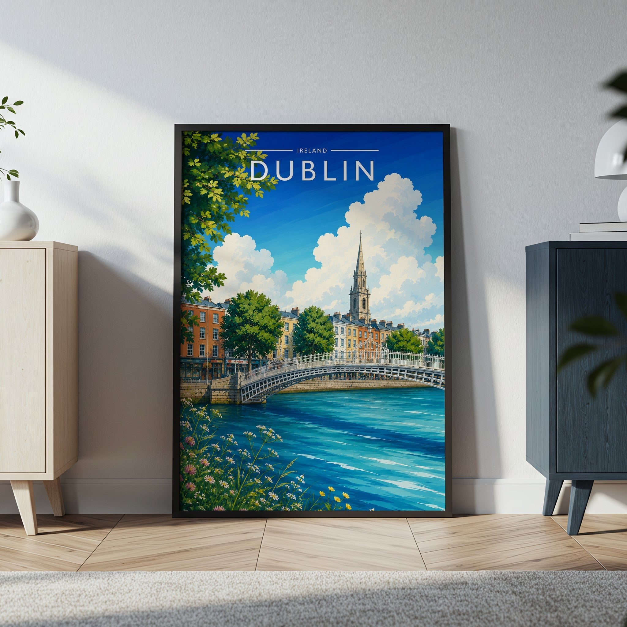 Dublin #5 Travel Poster in a black frame
