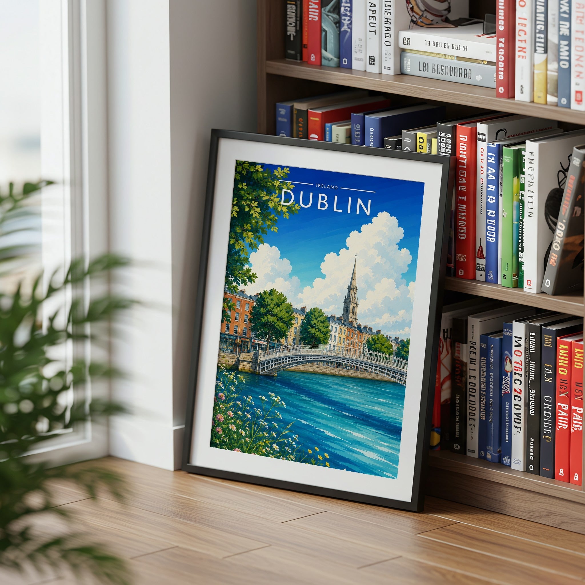 Dublin #5 Travel Poster mounted in a black frame