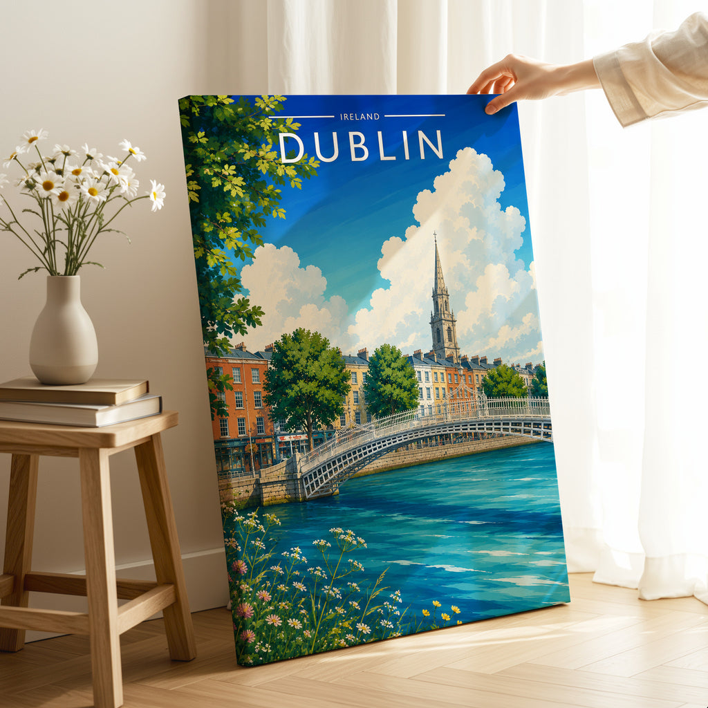 Dublin #5 Travel Poster as a gallery-wrapped canvas