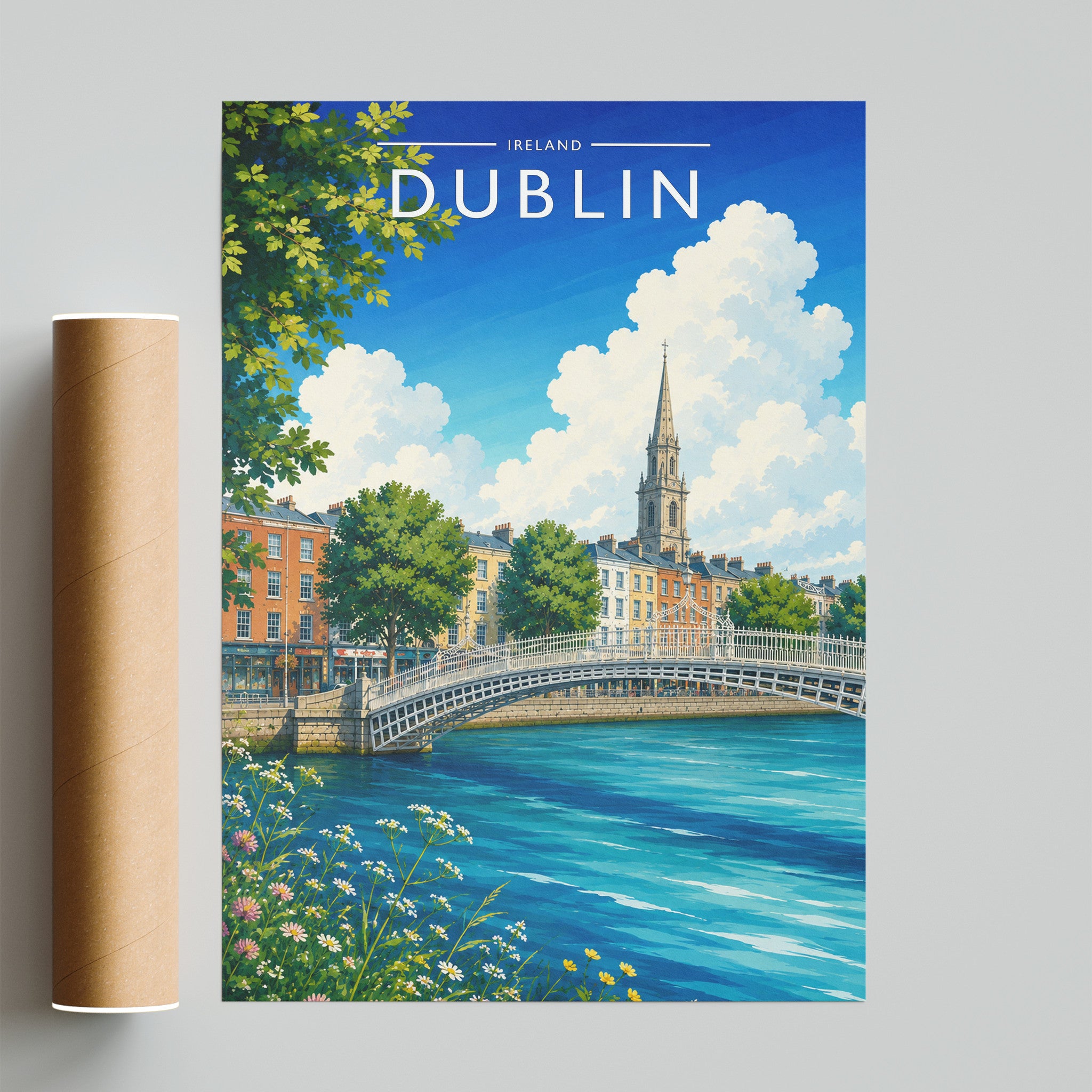 Dublin #5 Travel Poster - fine art print with shipping tube
