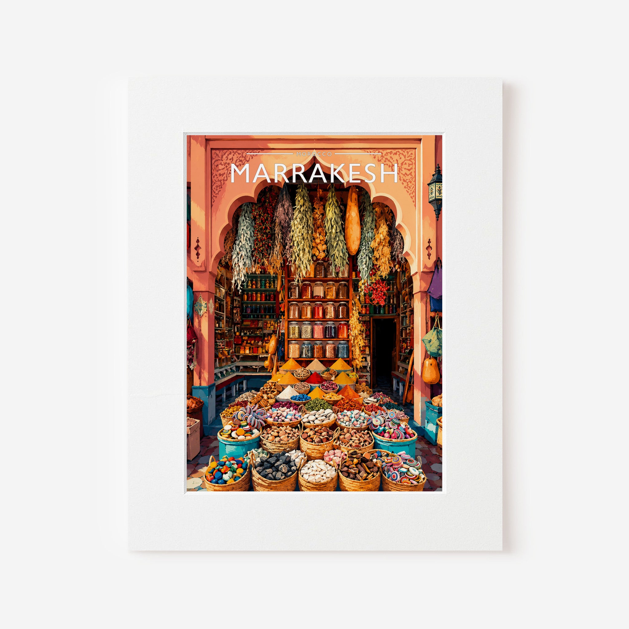 Marrakesh Travel Poster in a white mount