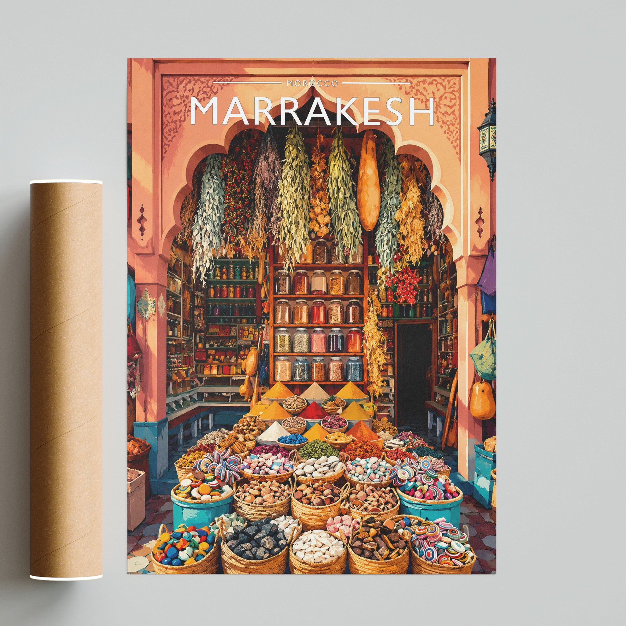 Marrakesh Travel Poster - fine art print with shipping tube