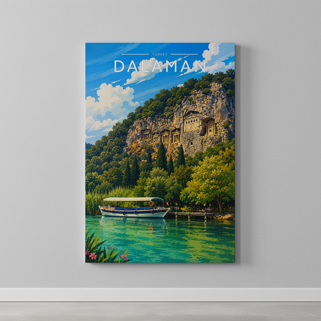 Dalaman #3 Travel Poster as a gallery-wrapped canvas on a plain wall