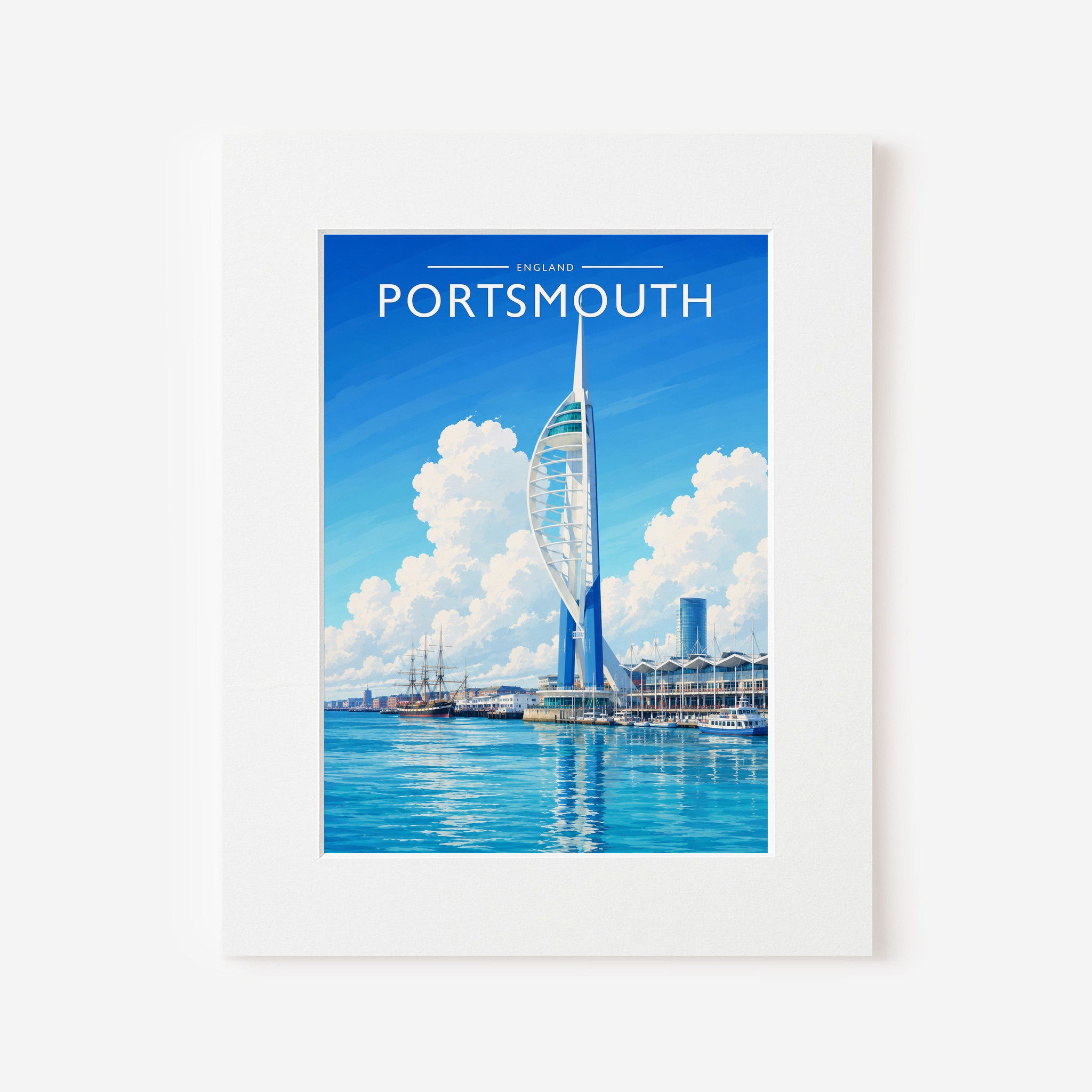 Portsmouth Travel Poster in a white mount