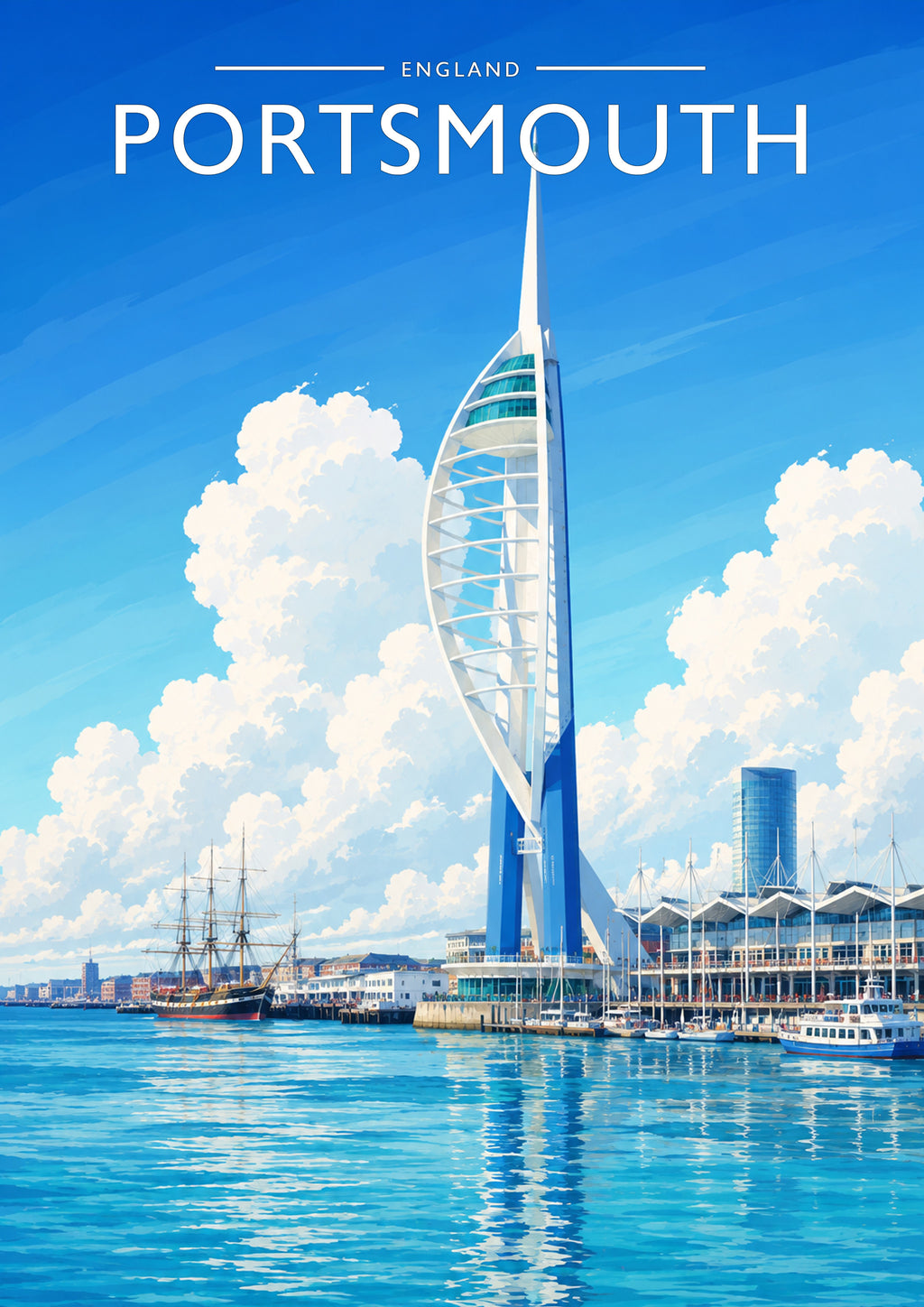 Portsmouth Travel Poster - A4 travel poster print