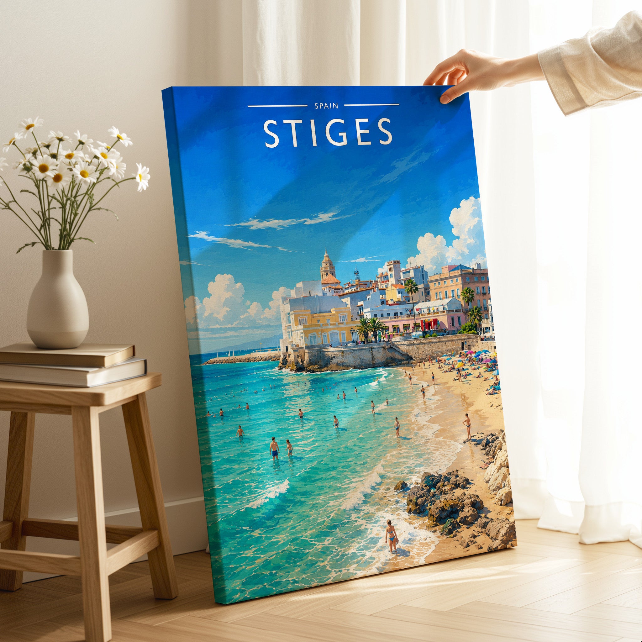 Sitges Travel Poster as a gallery-wrapped canvas