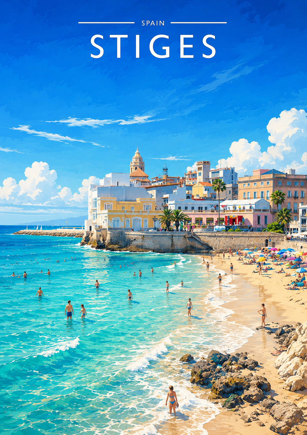 Sitges Travel Poster - A4 travel poster print