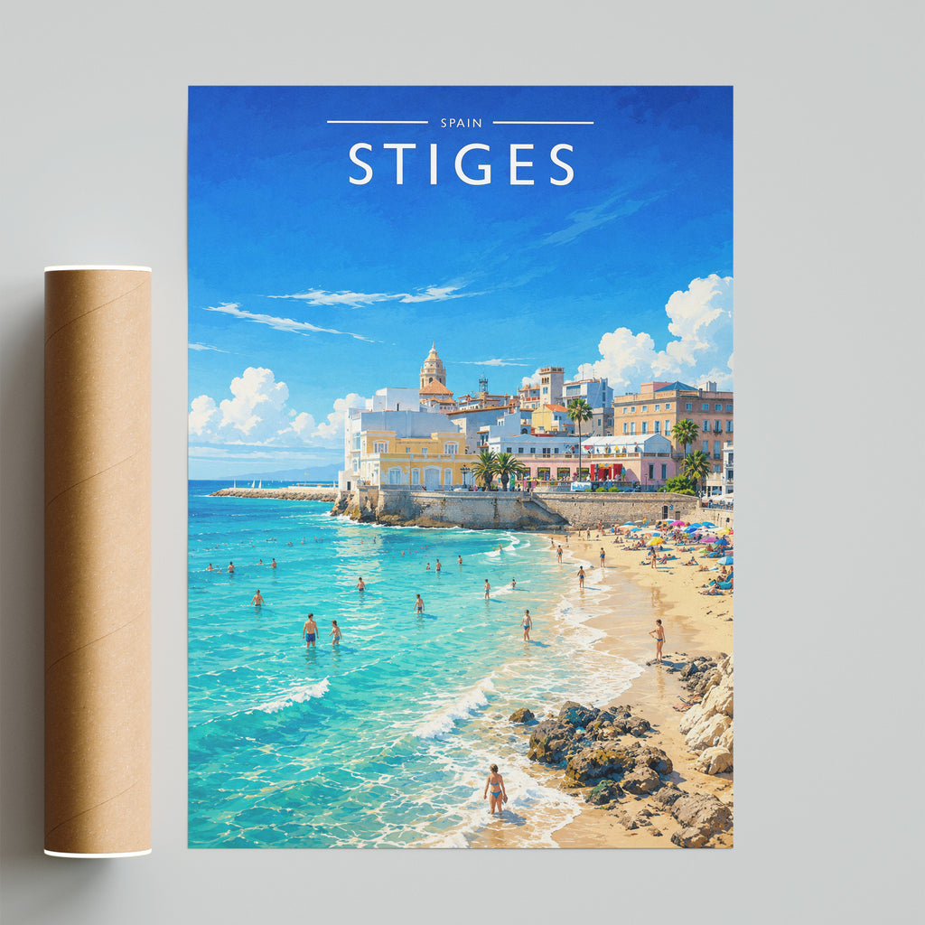 Sitges Travel Poster - fine art print with shipping tube