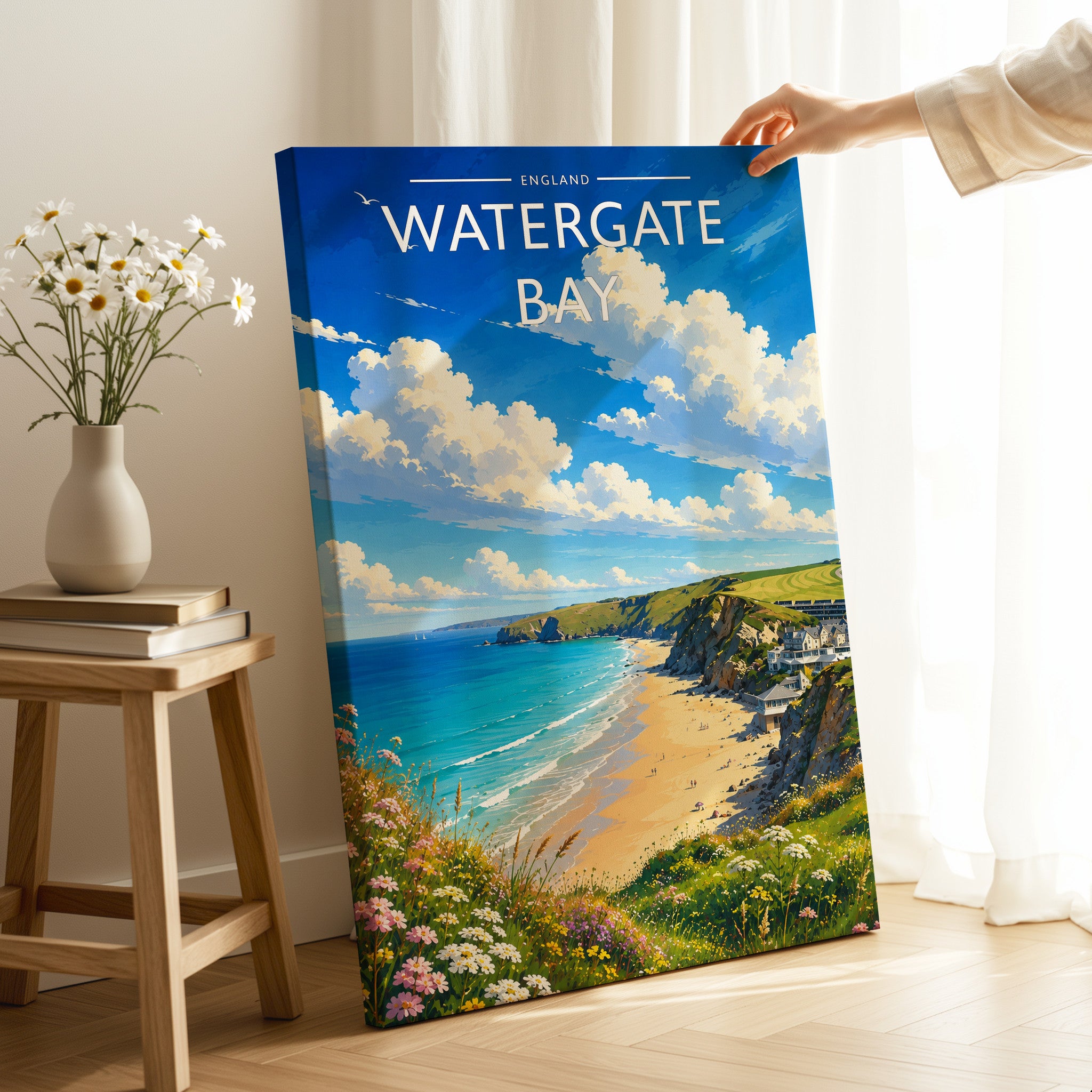Watergate Bay Travel Poster as a gallery-wrapped canvas