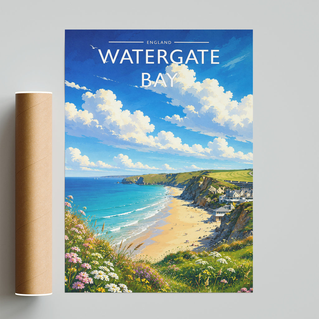 Watergate Bay Travel Poster - fine art print with shipping tube