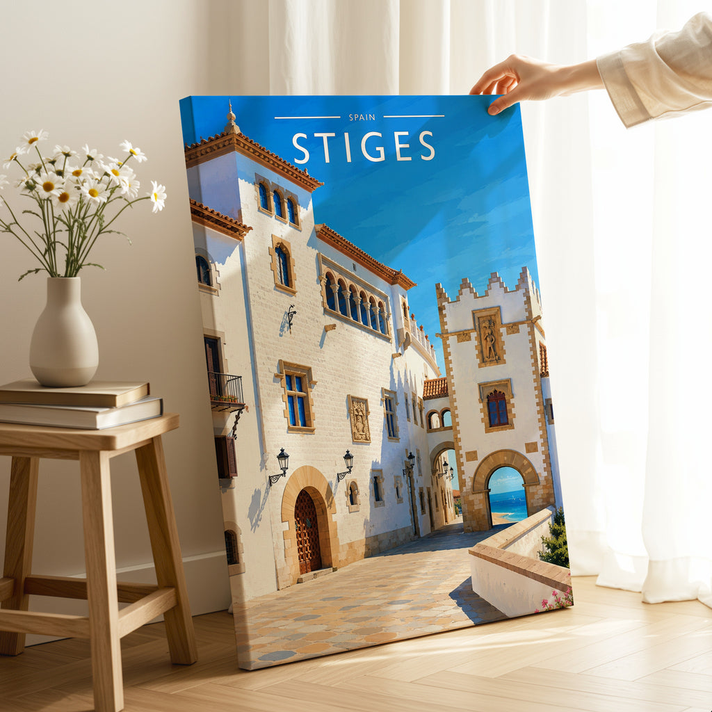 Sitges #2 Travel Poster as a gallery-wrapped canvas