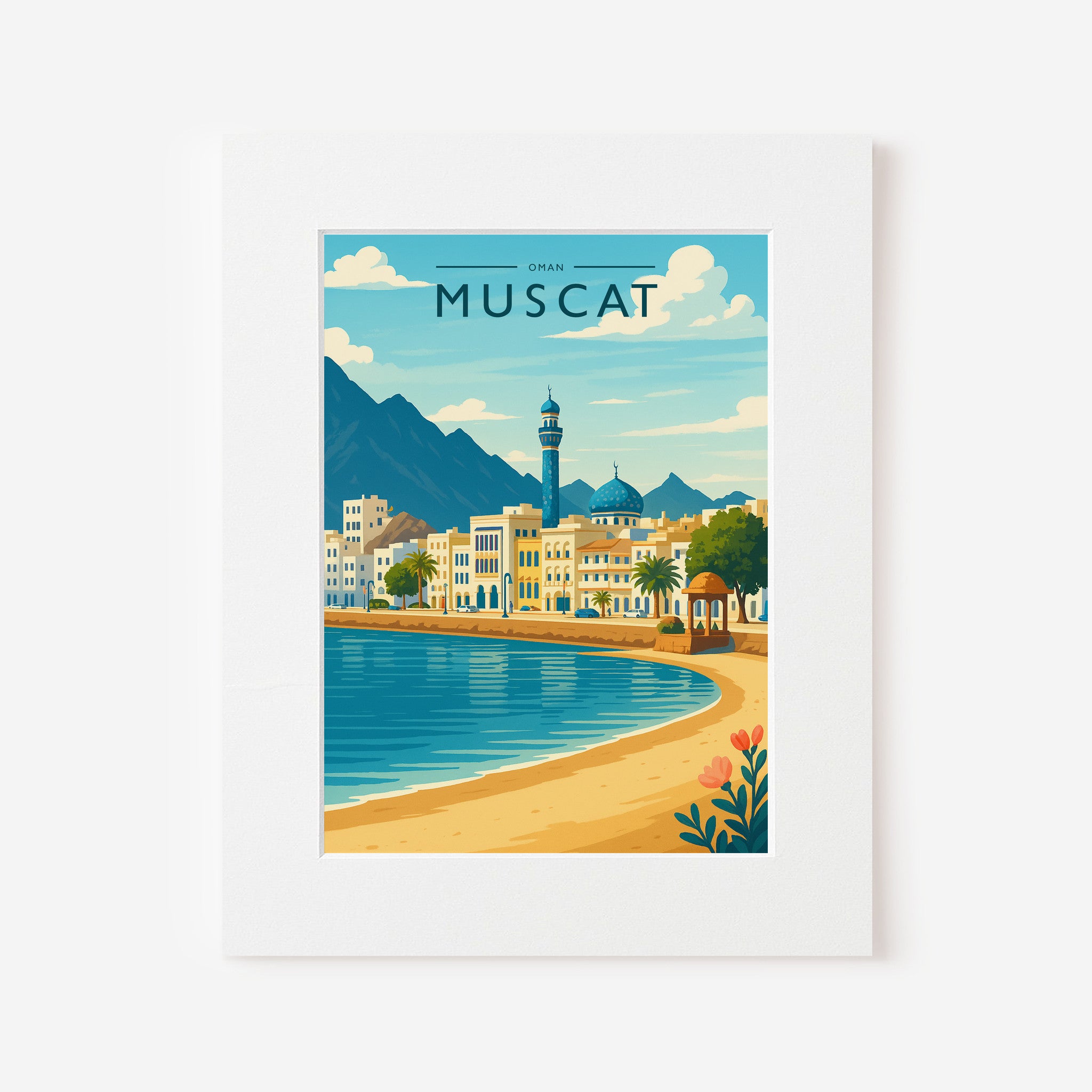 Muscat Travel Poster in a white mount