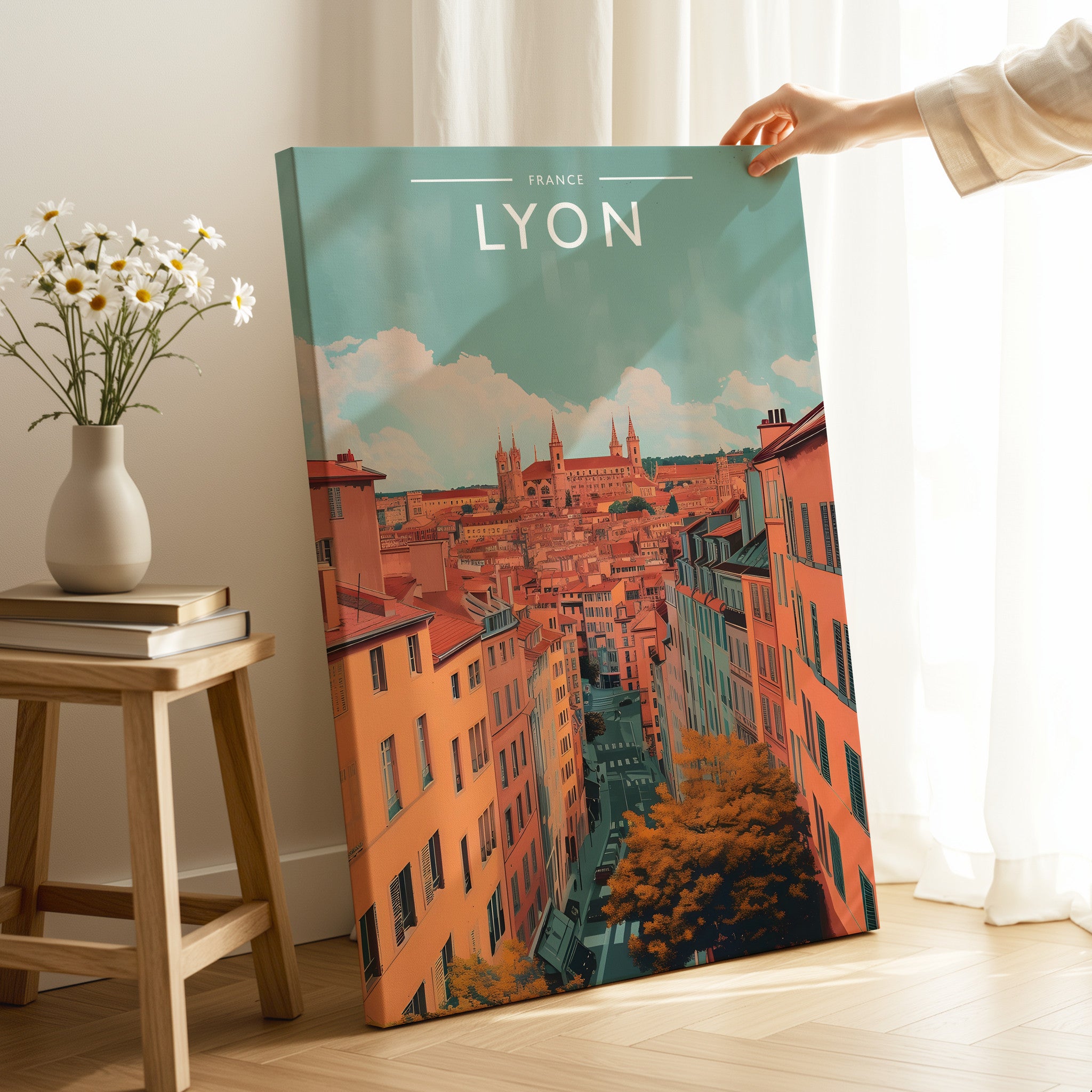 Lyon Travel Poster as a gallery-wrapped canvas