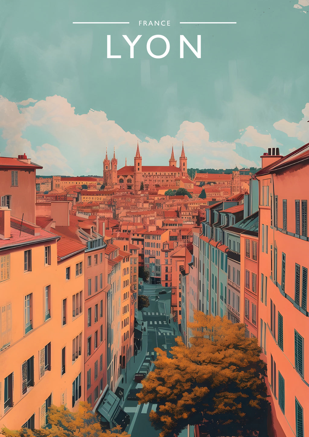Lyon Travel Poster - A4 travel poster print