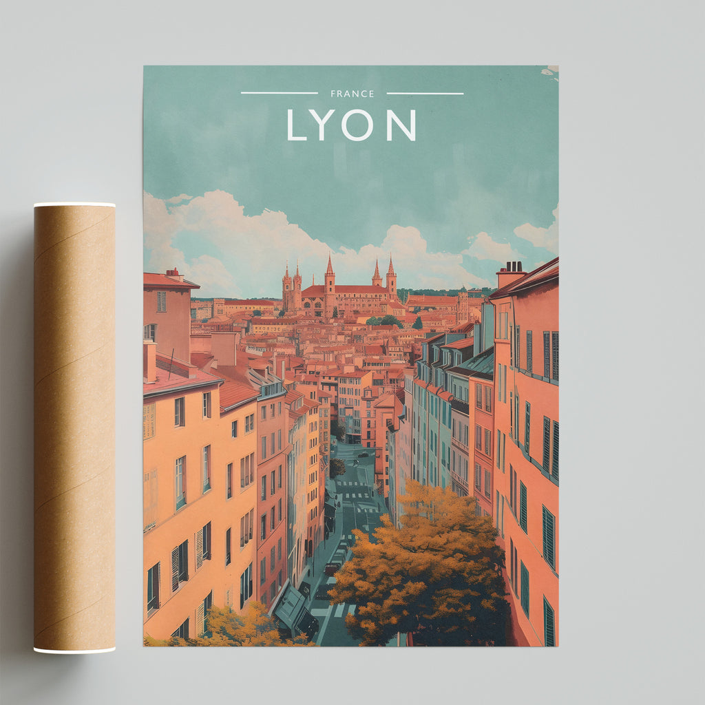 Lyon Travel Poster - fine art print with shipping tube