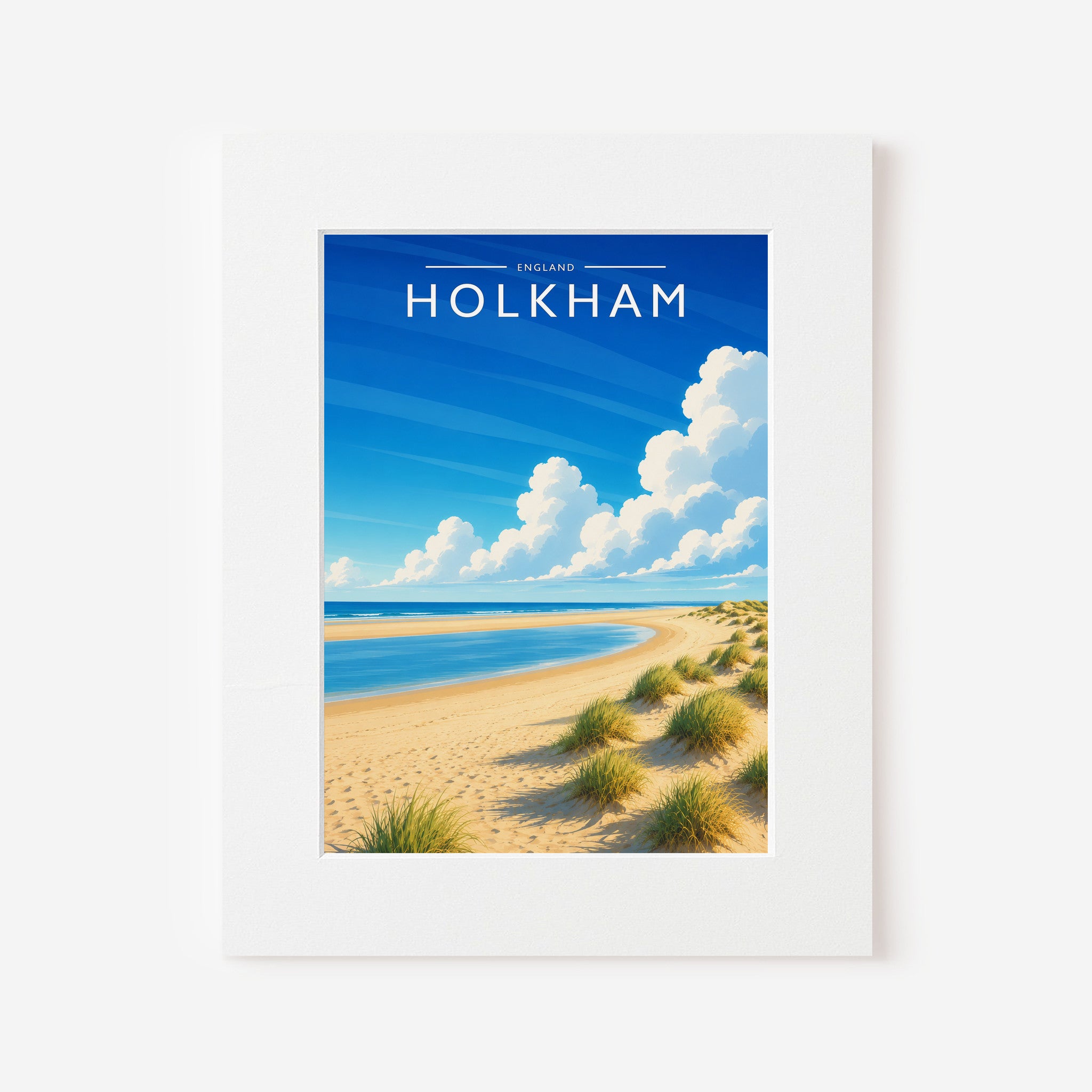 Holkham Travel Poster in a white mount