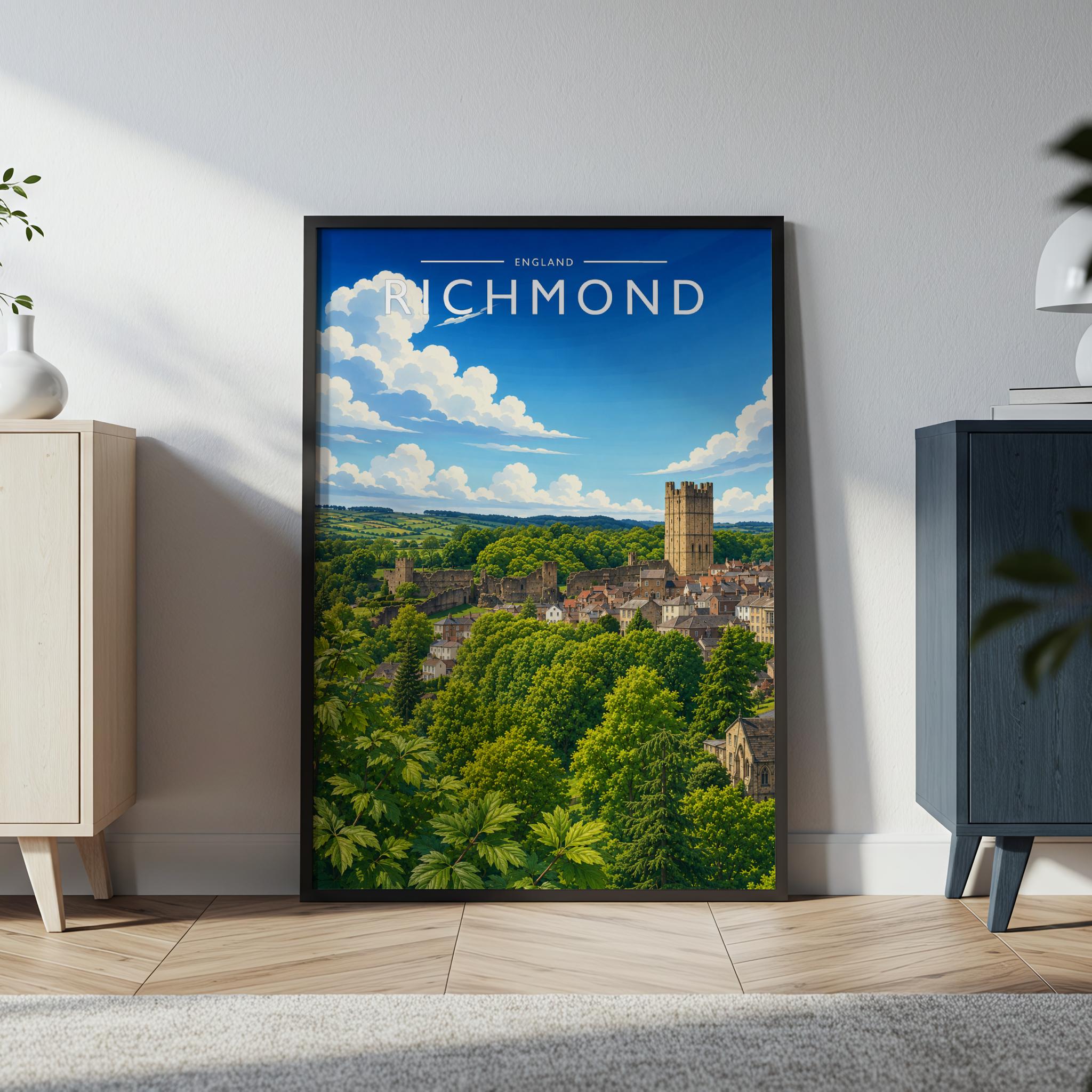 Richmond Travel Poster in a black frame