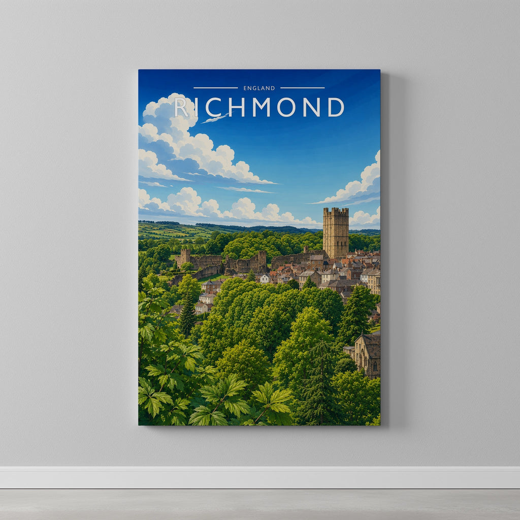 Richmond Travel Poster as a gallery-wrapped canvas on a plain wall