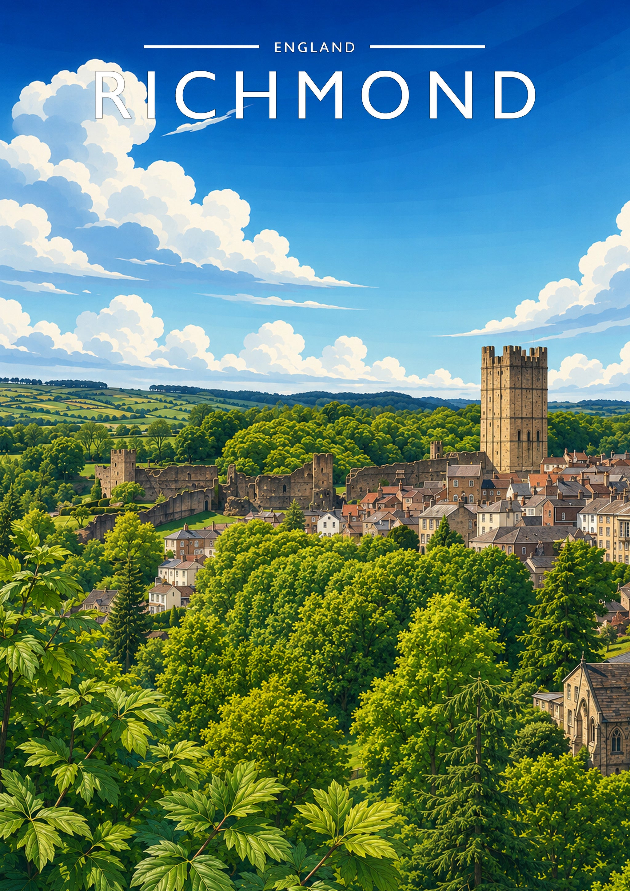 Richmond Travel Poster - A4 travel poster print