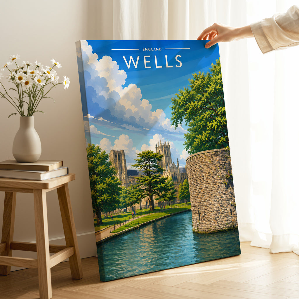 Wells #2 Travel Poster as a gallery-wrapped canvas