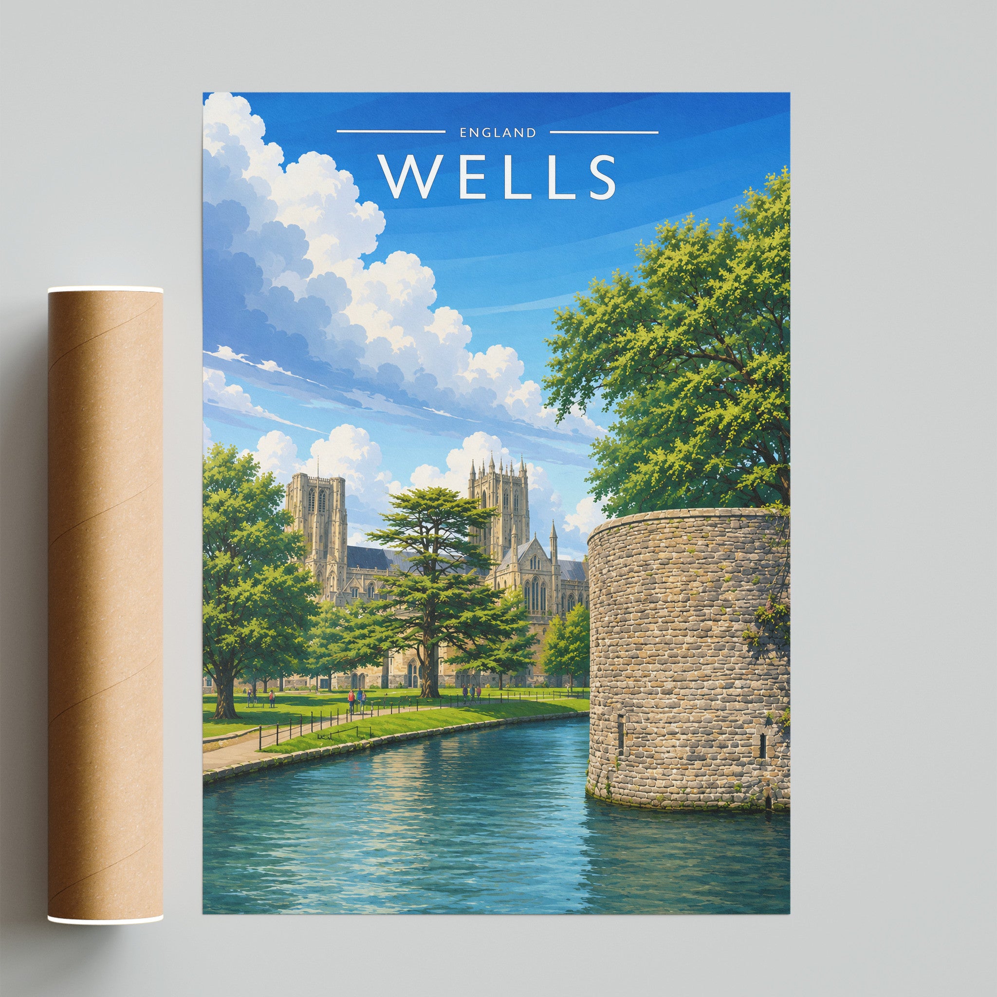 Wells #2 Travel Poster - fine art print with shipping tube
