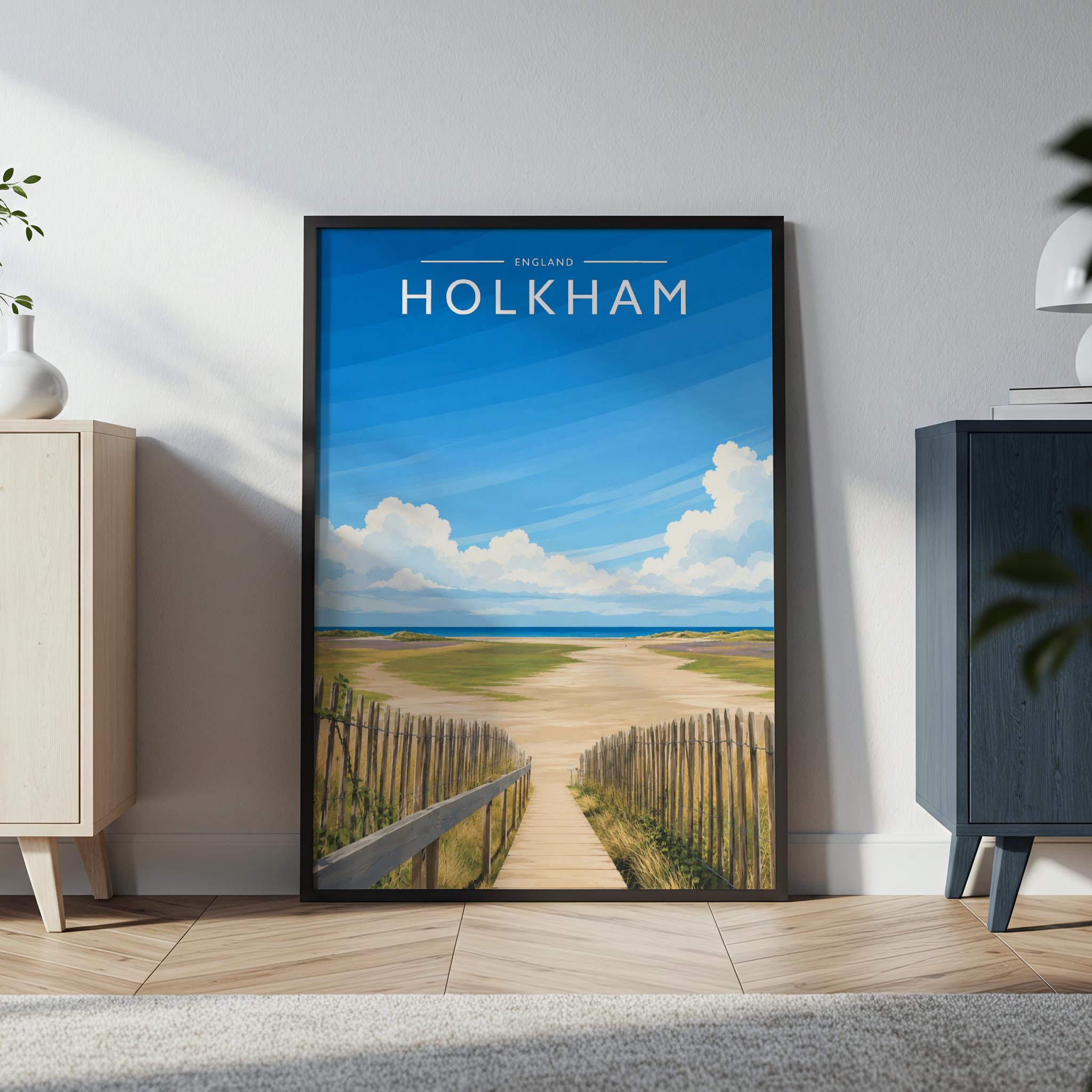 Holkham #2 Travel Poster in a black frame