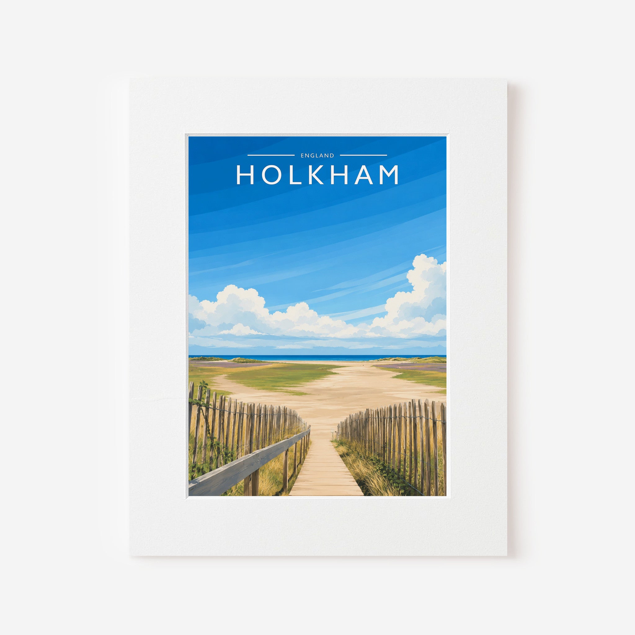 Holkham #2 Travel Poster in a white mount