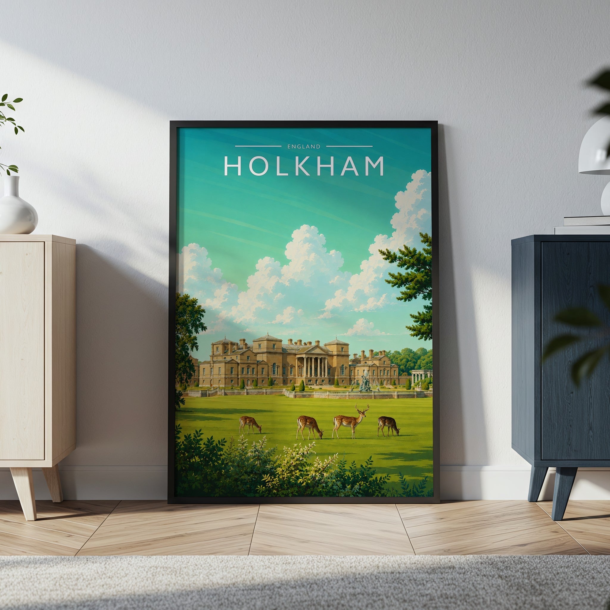 Holkham #3 Travel Poster in a black frame