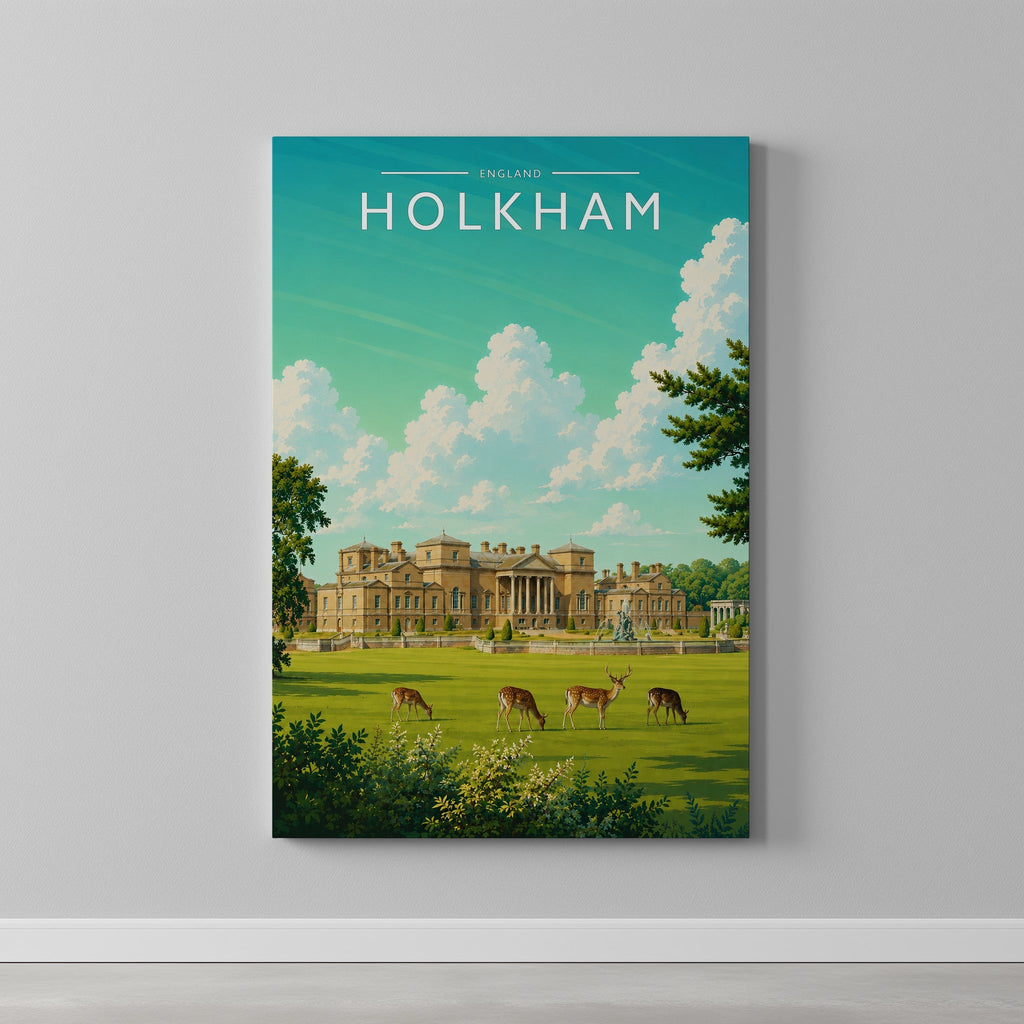 Holkham #3 Travel Poster as a gallery-wrapped canvas on a plain wall