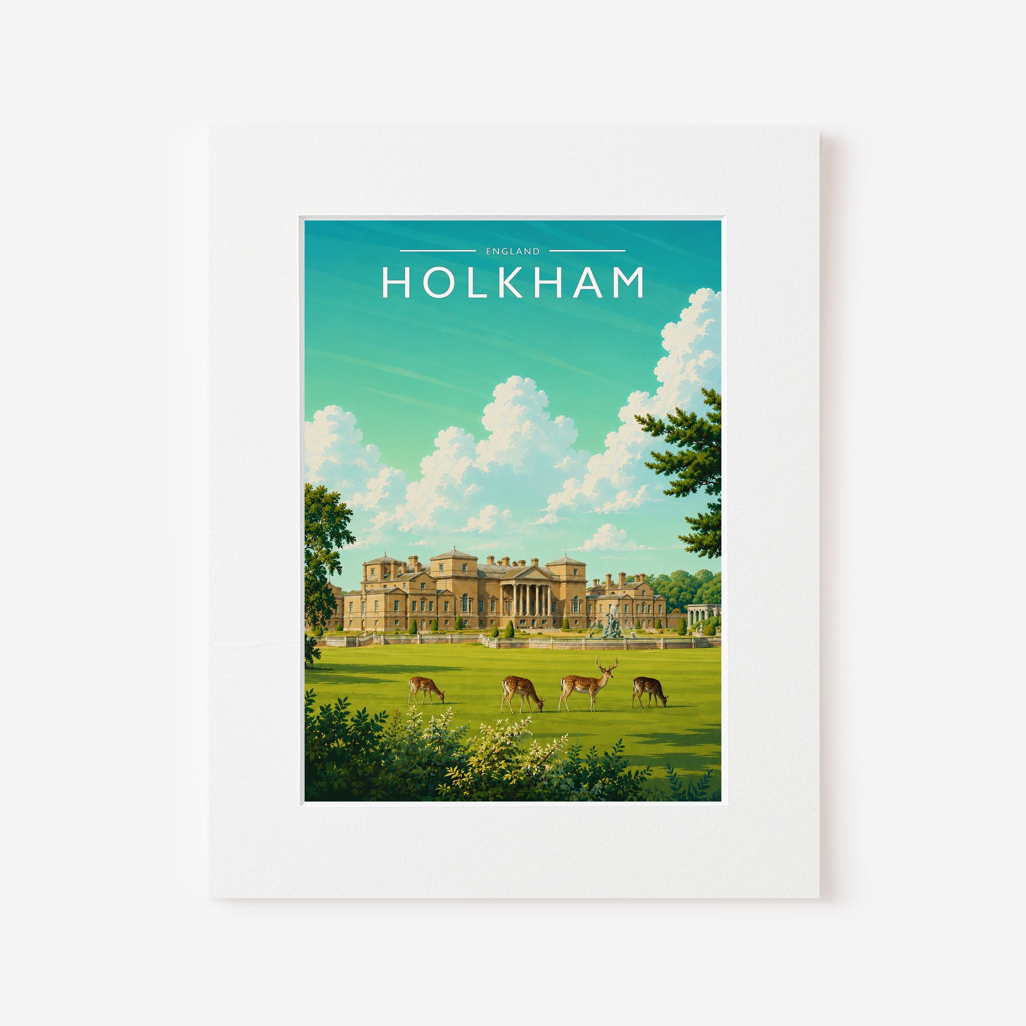 Holkham #3 Travel Poster in a white mount