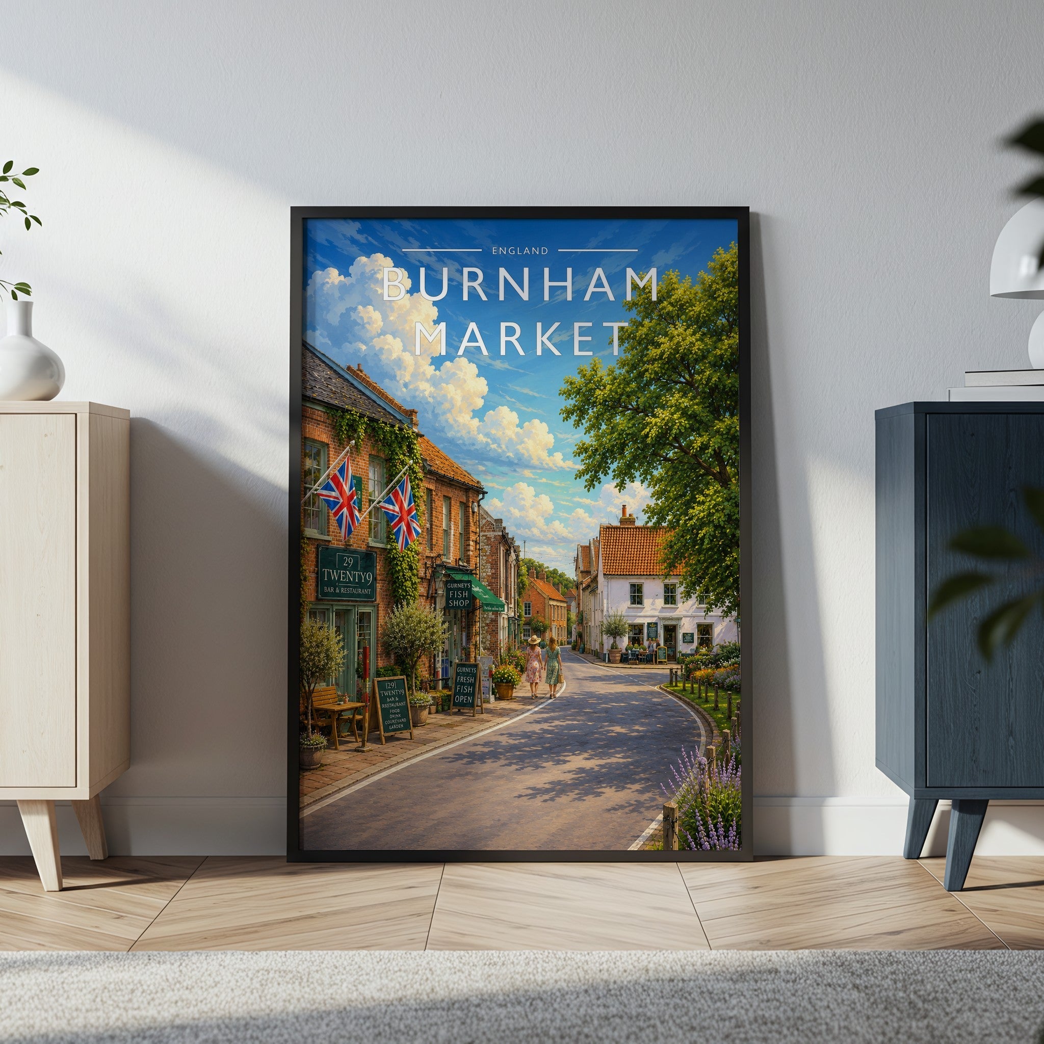 Burnham Market #4 Travel Poster in a black frame