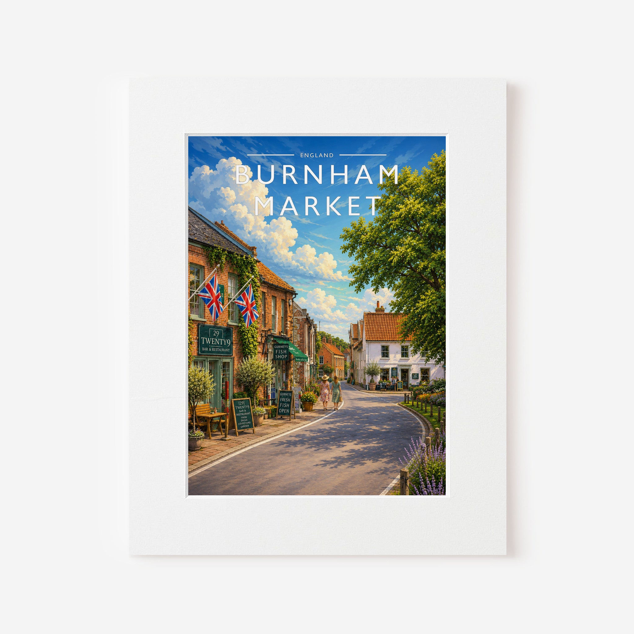 Burnham Market #4 Travel Poster in a white mount
