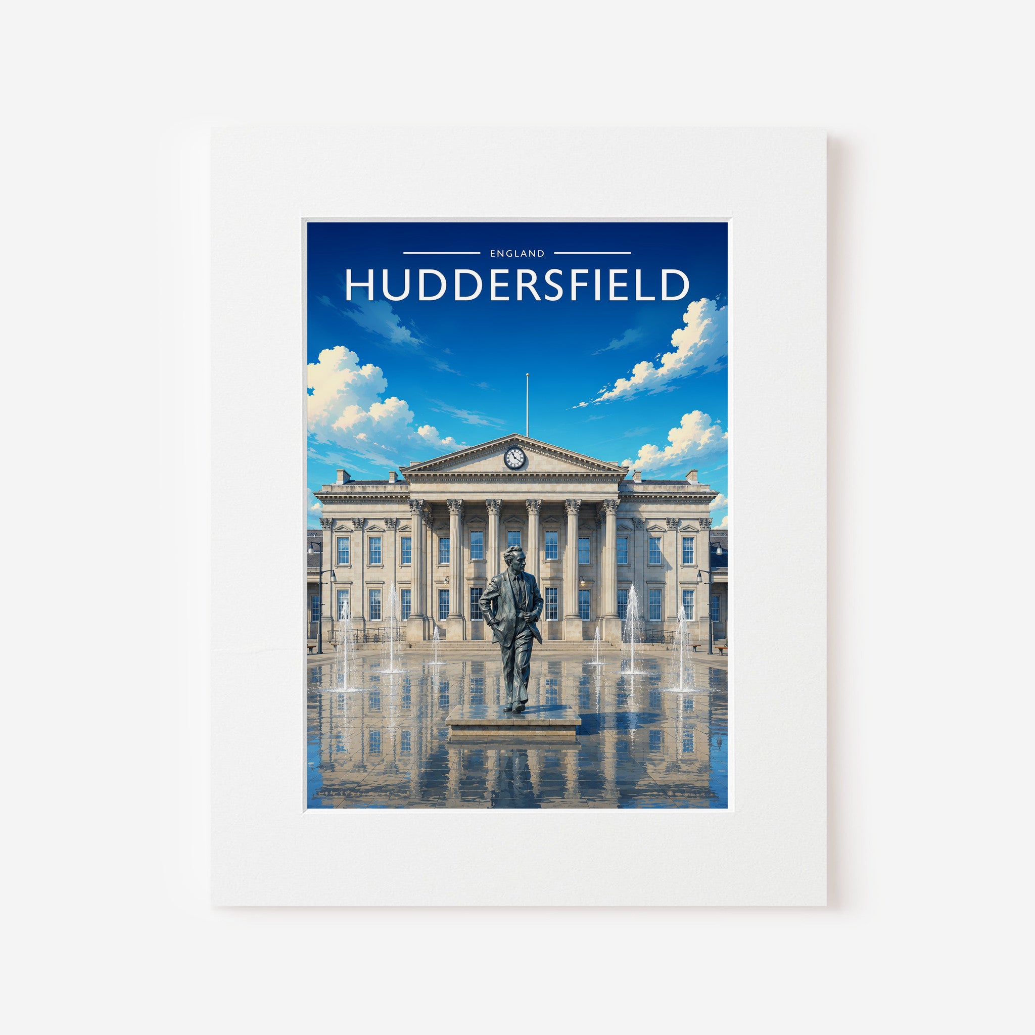 Huddersfield Travel Poster in a white mount