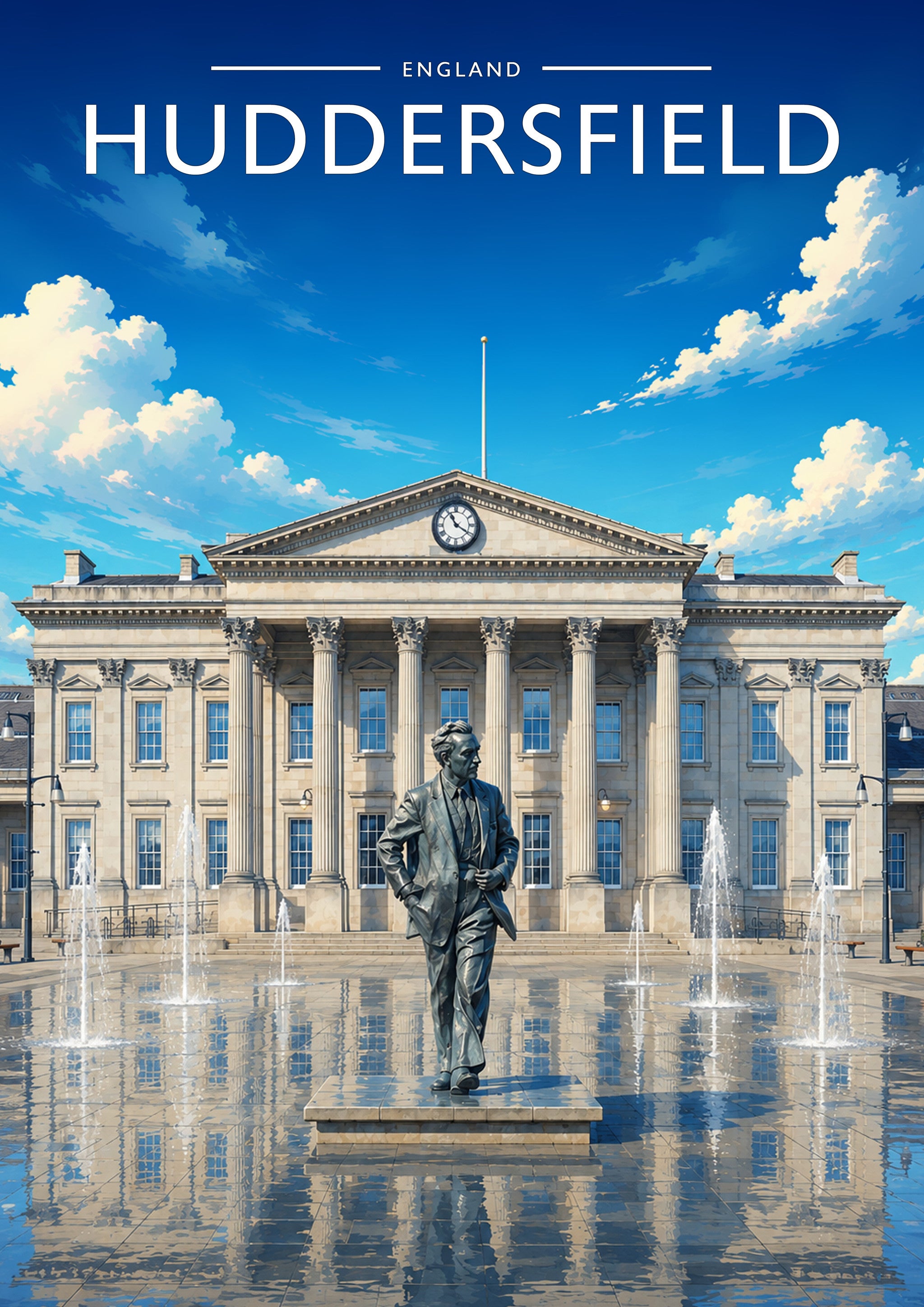 Huddersfield Travel Poster - A4 travel poster print