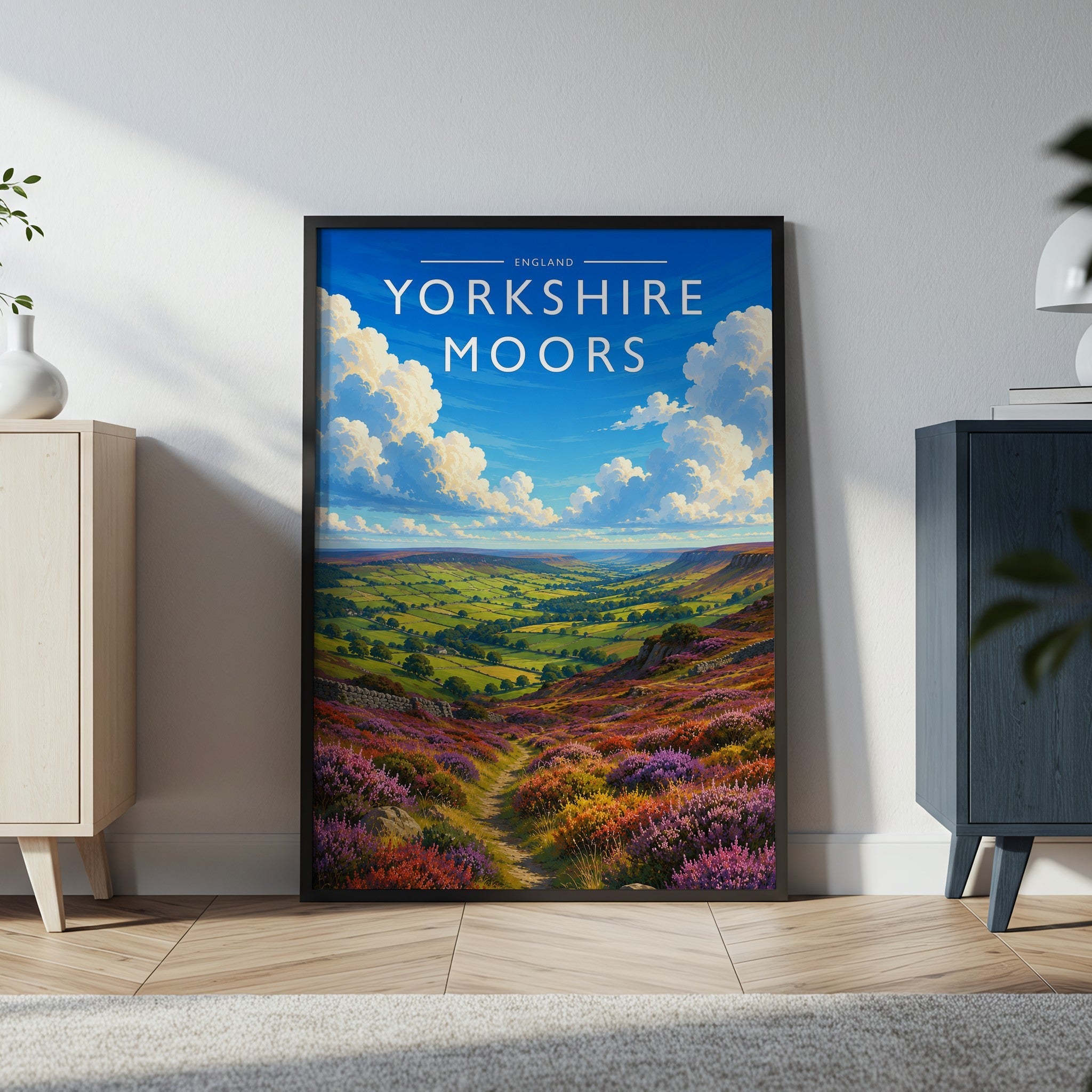 Yorkshire Moors #2 Travel Poster in a black frame