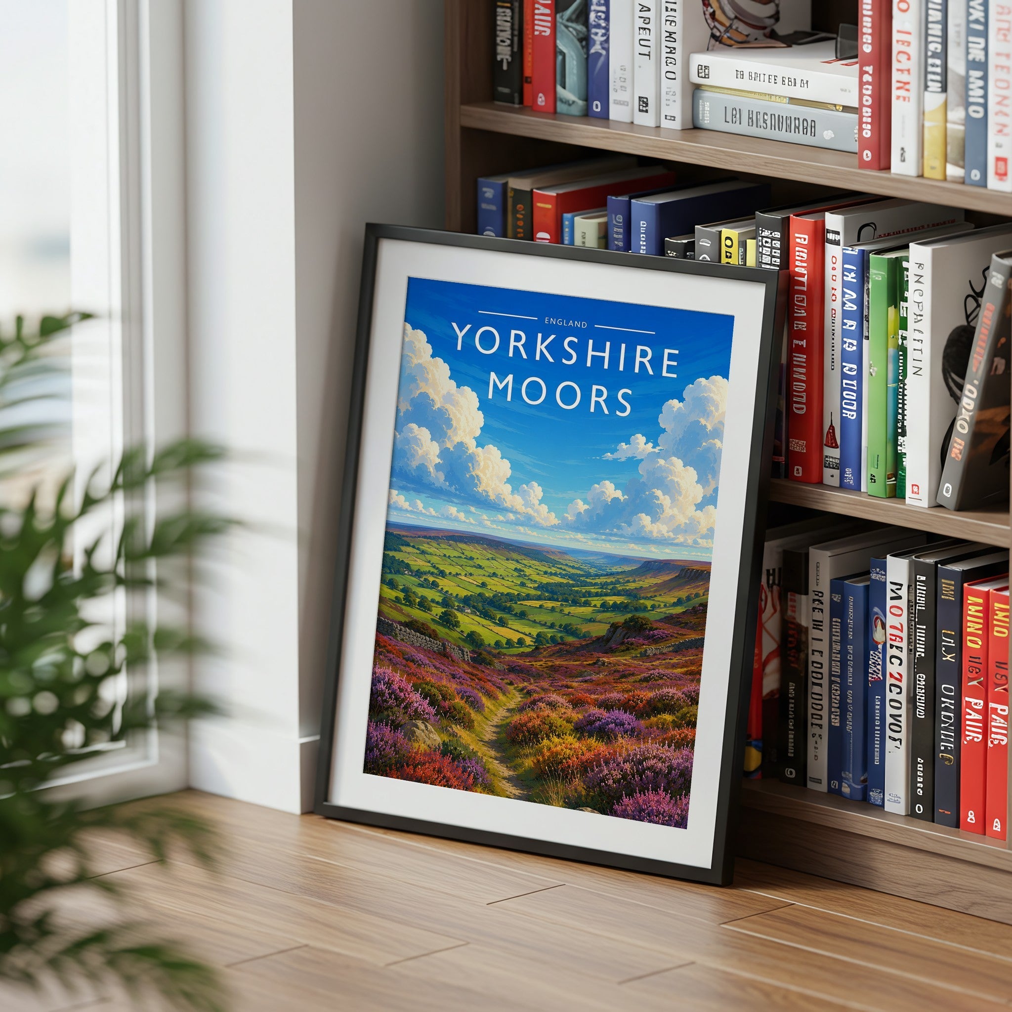Yorkshire Moors #2 Travel Poster mounted in a black frame