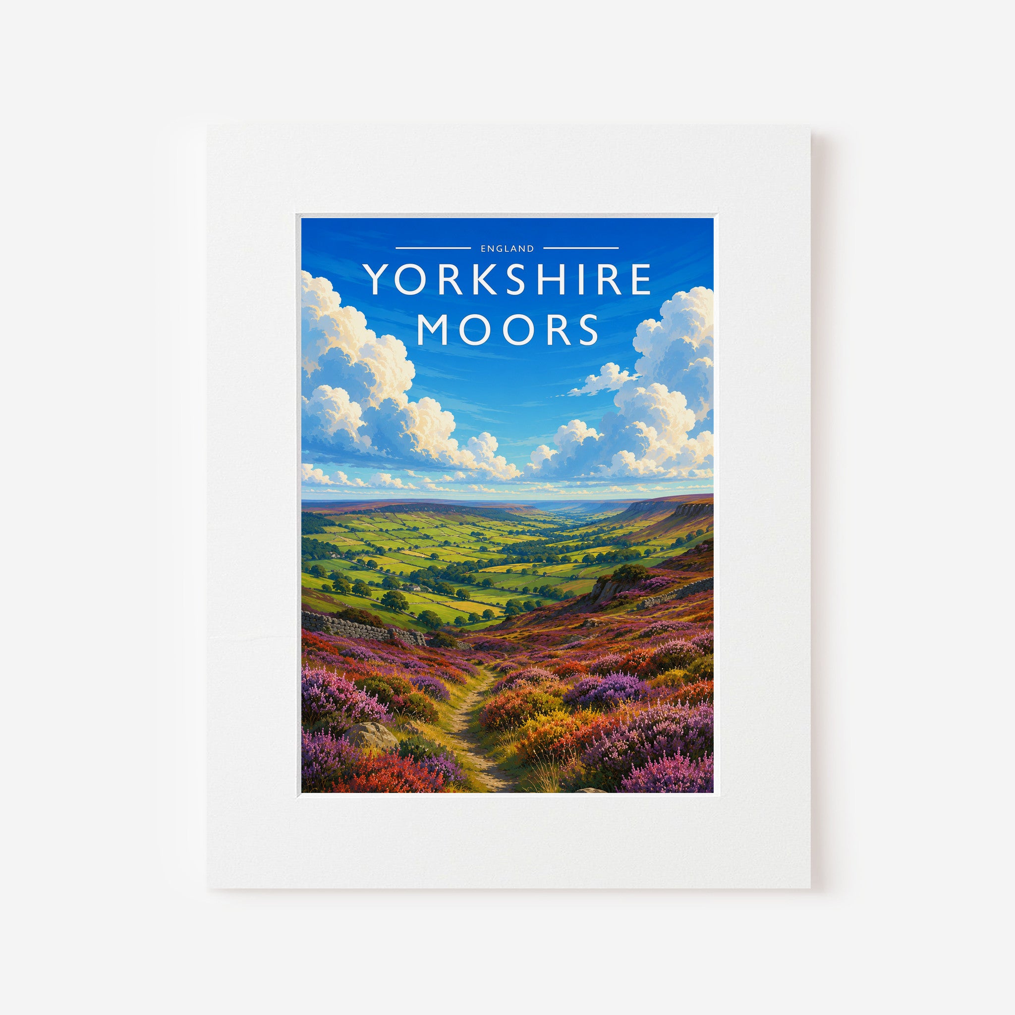 Yorkshire Moors #2 Travel Poster in a white mount